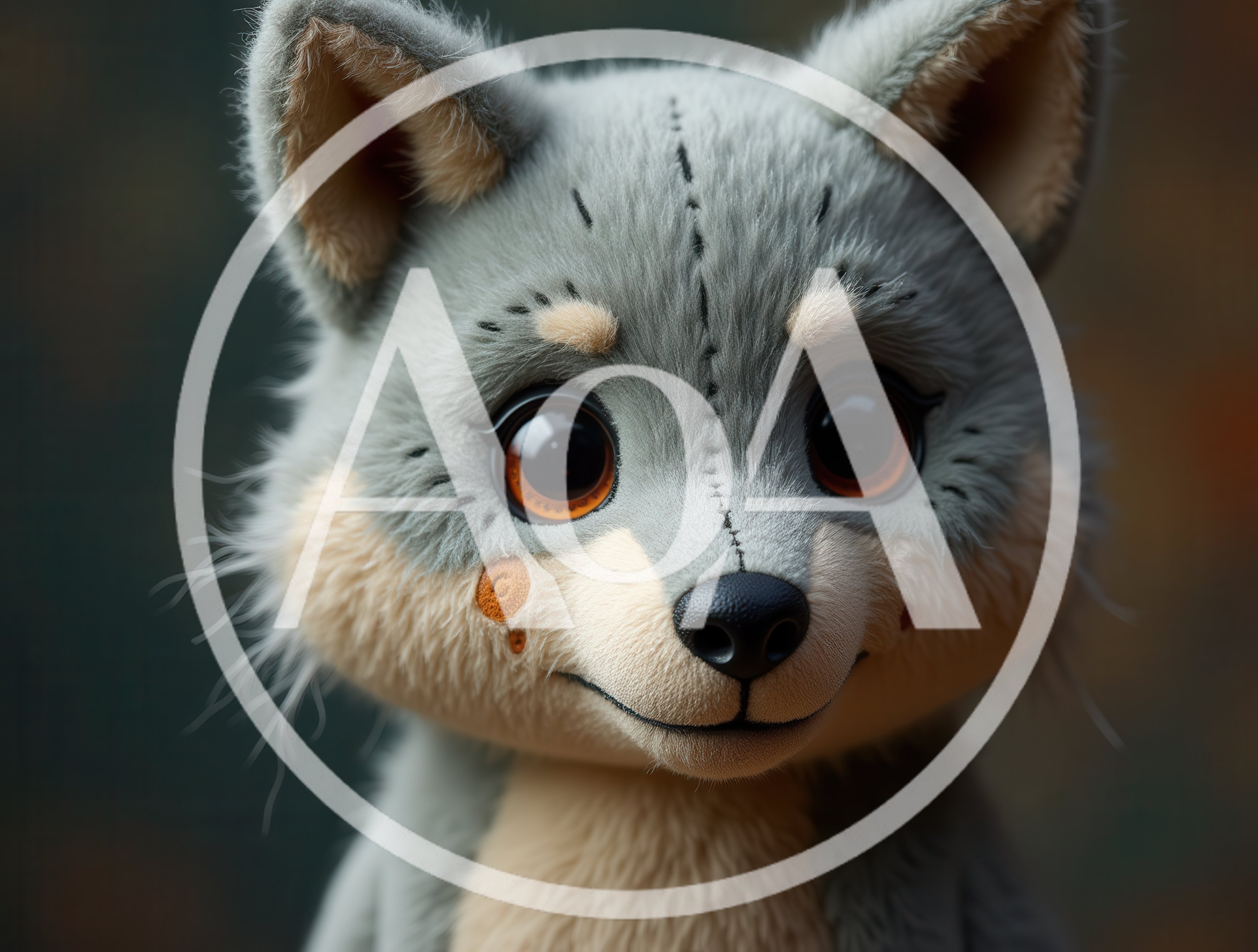 Cute Plush Wolf Toy Portrait