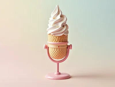 Ice Cream Cone Microphone On A Pink Stand