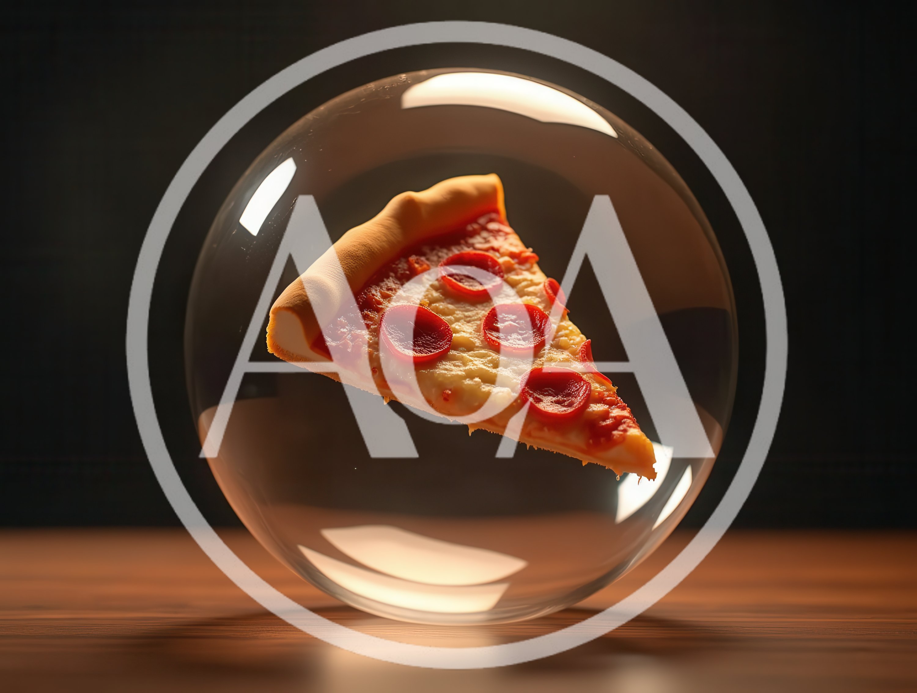 Pepperoni Pizza Slice Floating Inside A Glass Sphere
