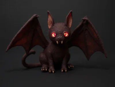 Cute Dark Fantasy Bat Cat Creature