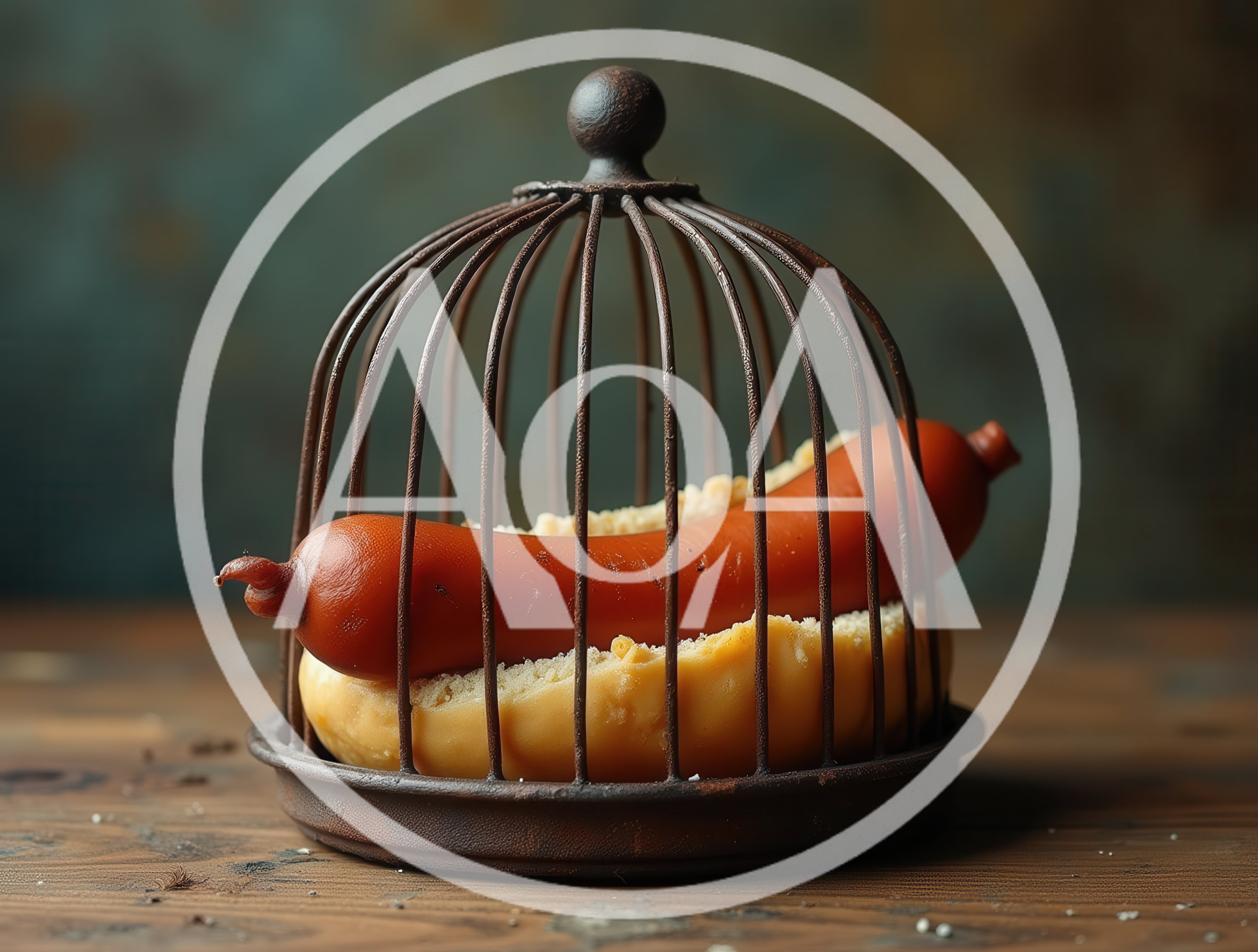 Hot Dog Inside A Decorative Metal Birdcage