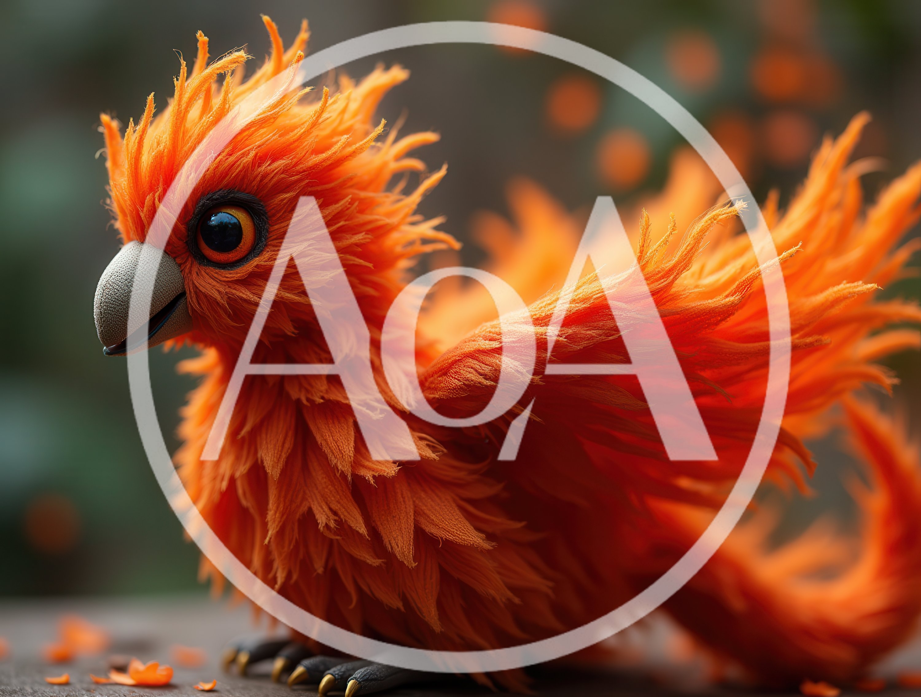 Cute Baby Phoenix Bird With Vibrant Orange Feathers