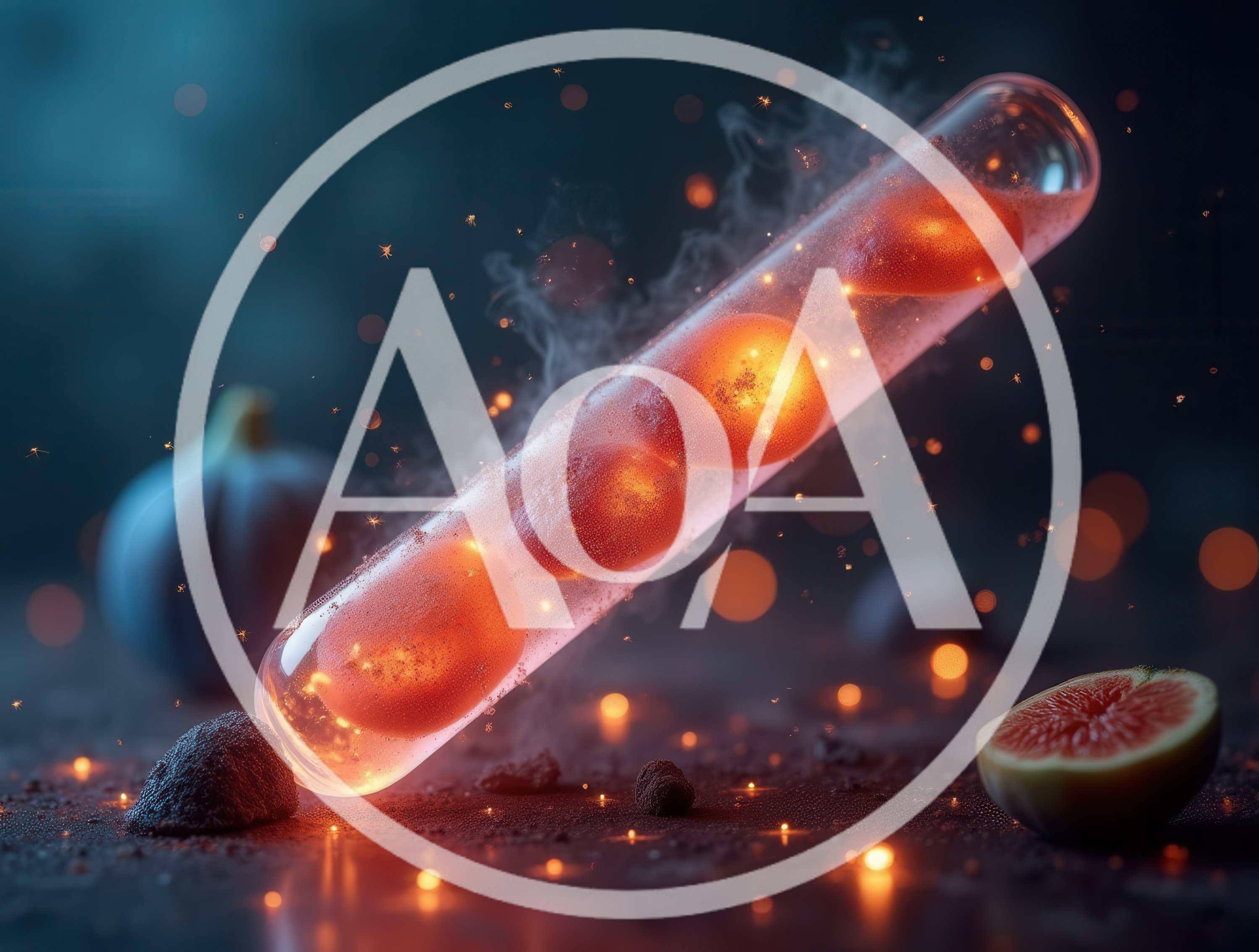 Glowing Fruit Spheres Inside A Laboratory Test Tube