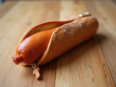 Hot Dog Inside A Zippered Pencil Case