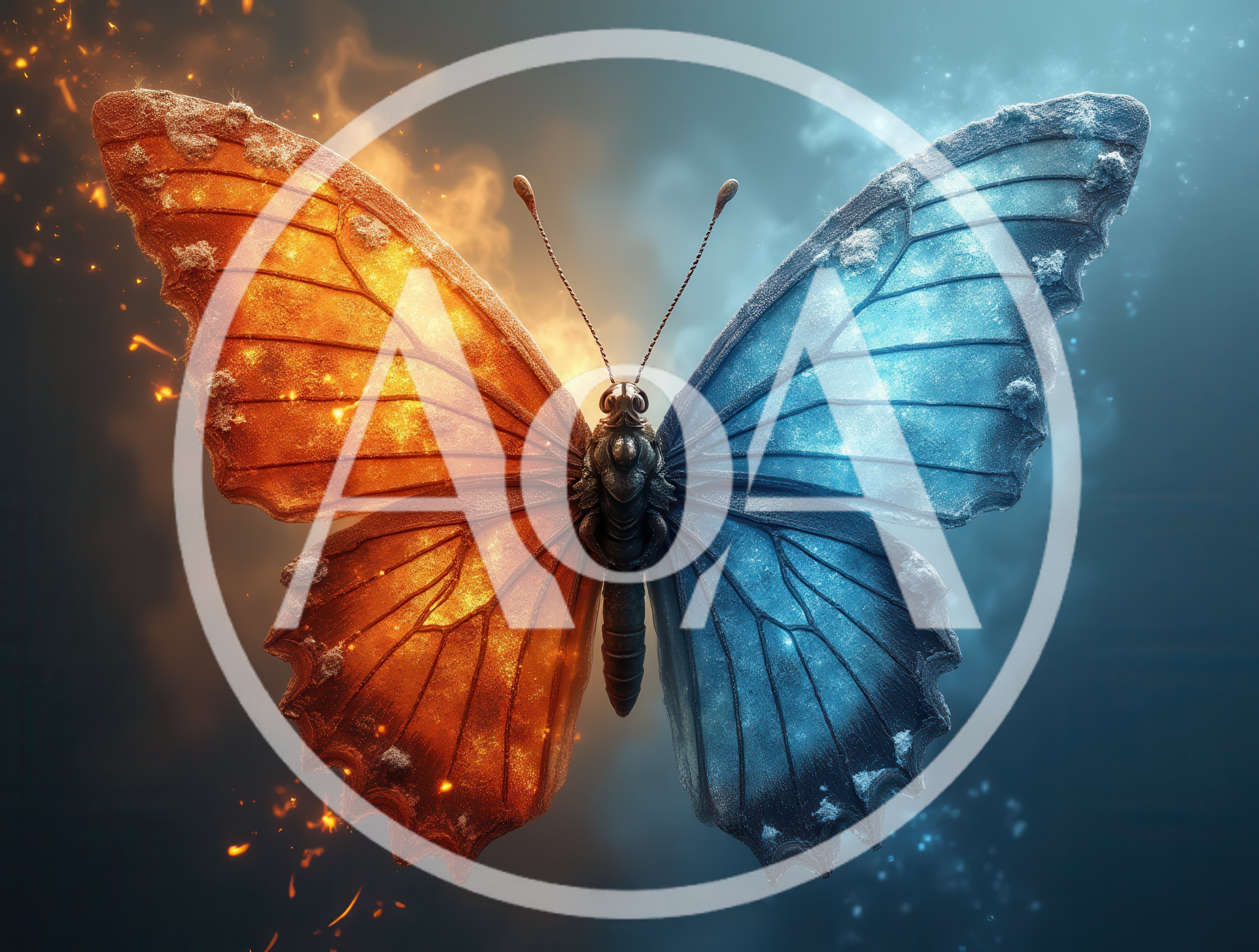 Dual Nature Butterfly With Fire And Ice Wings