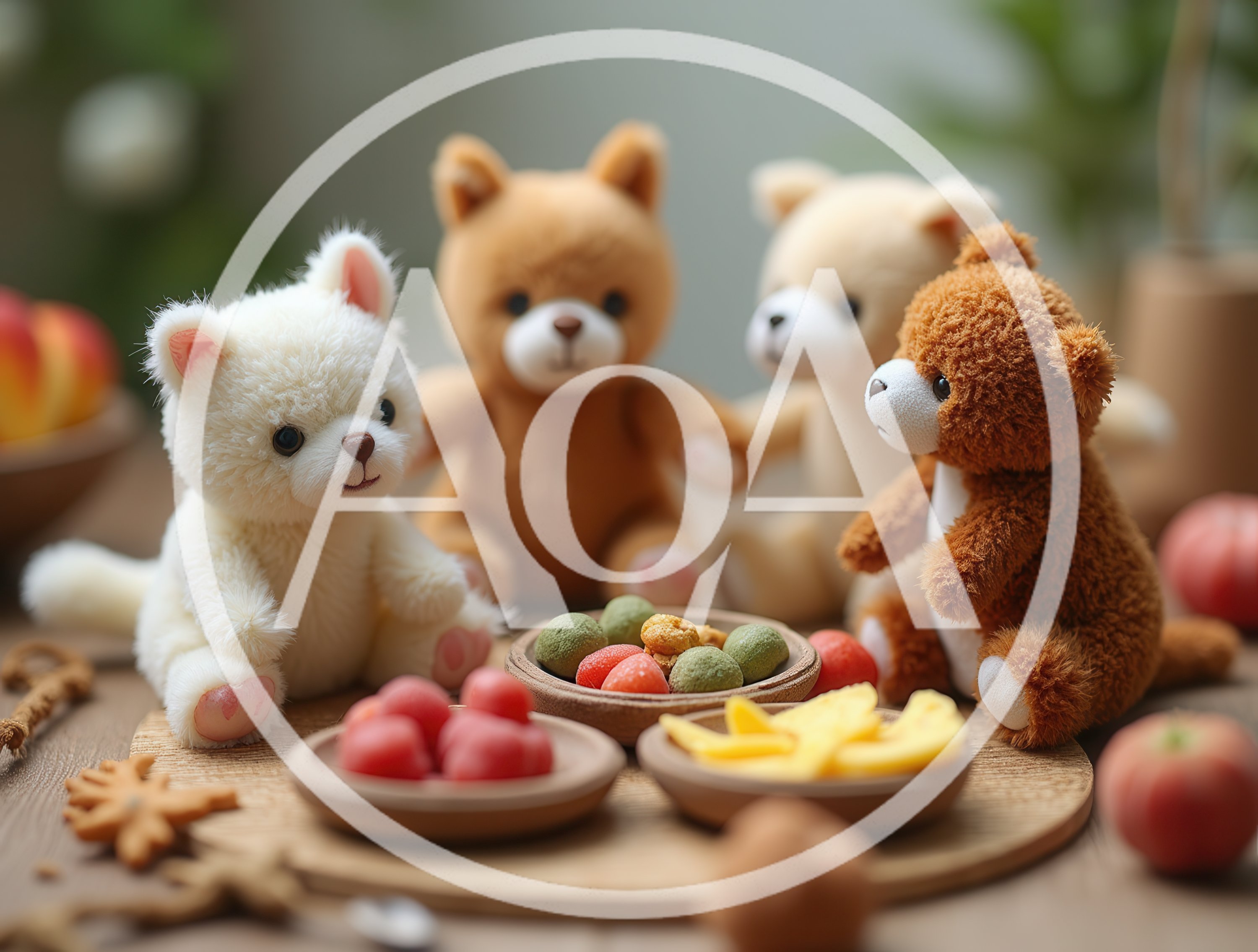 Four Plush Teddy Bears Having A Picnic