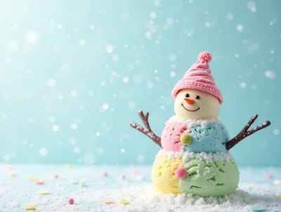 Ice Cream Snowman With Pink Hat
