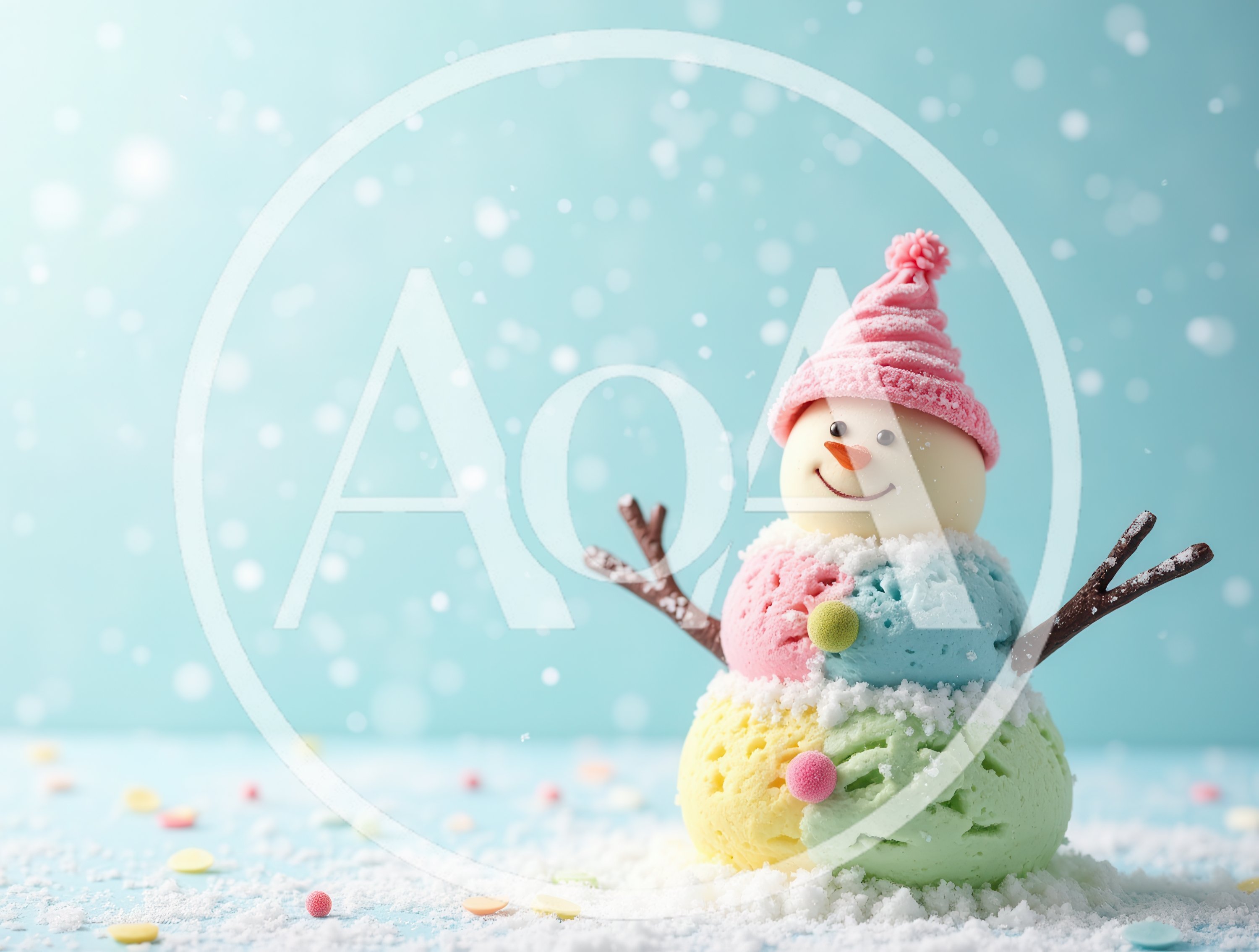Ice Cream Snowman With Pink Hat