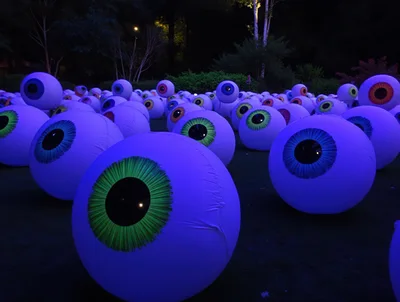 Giant Inflatable Eyeball Art Installation At Night