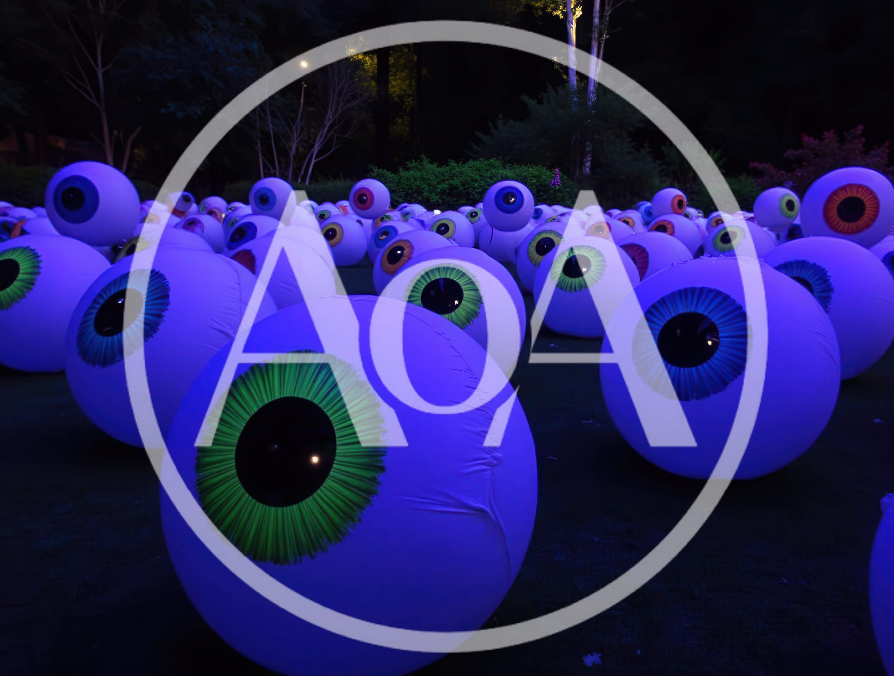 Giant Inflatable Eyeball Art Installation At Night