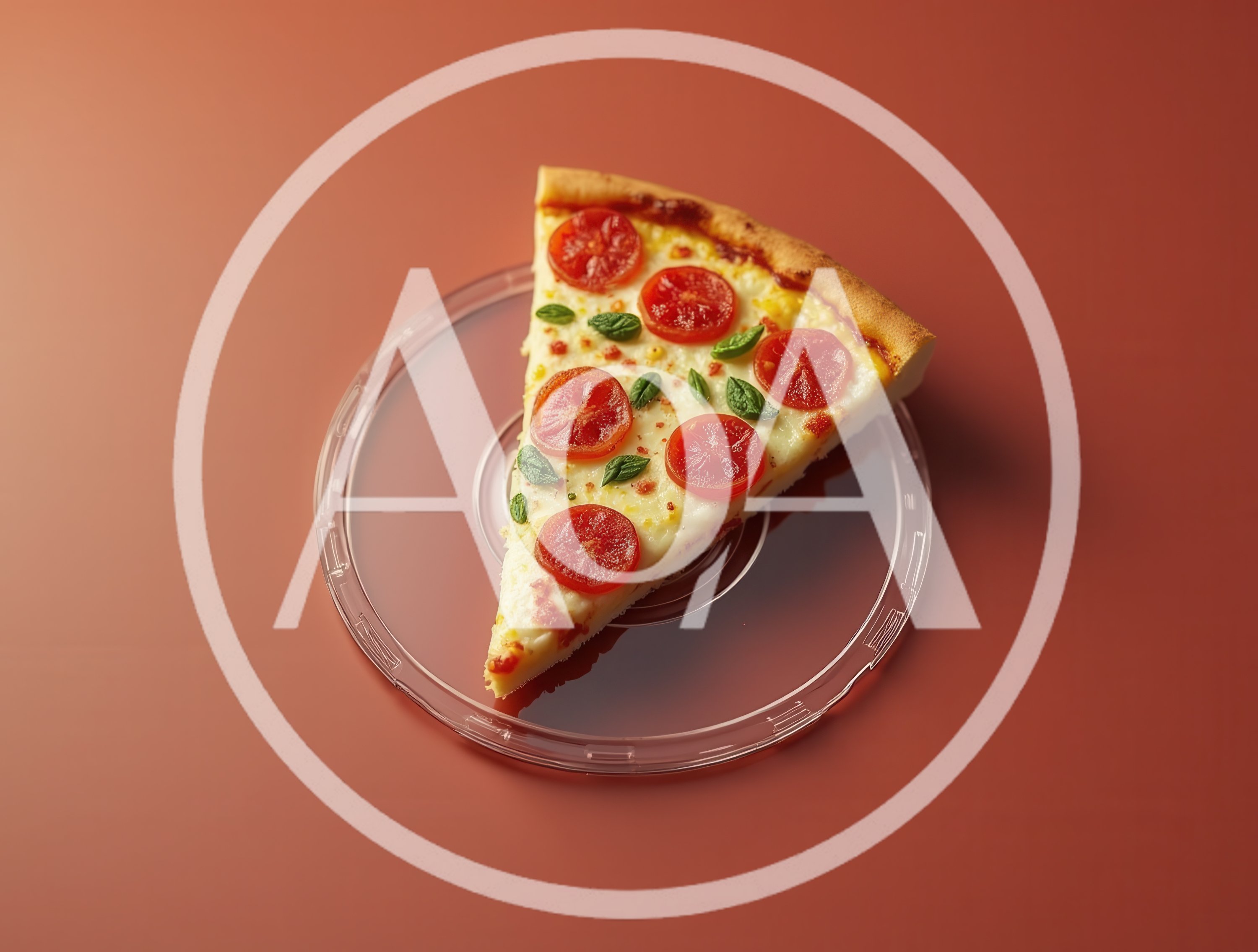 Single Slice Of Margherita Pizza On Clear Plate