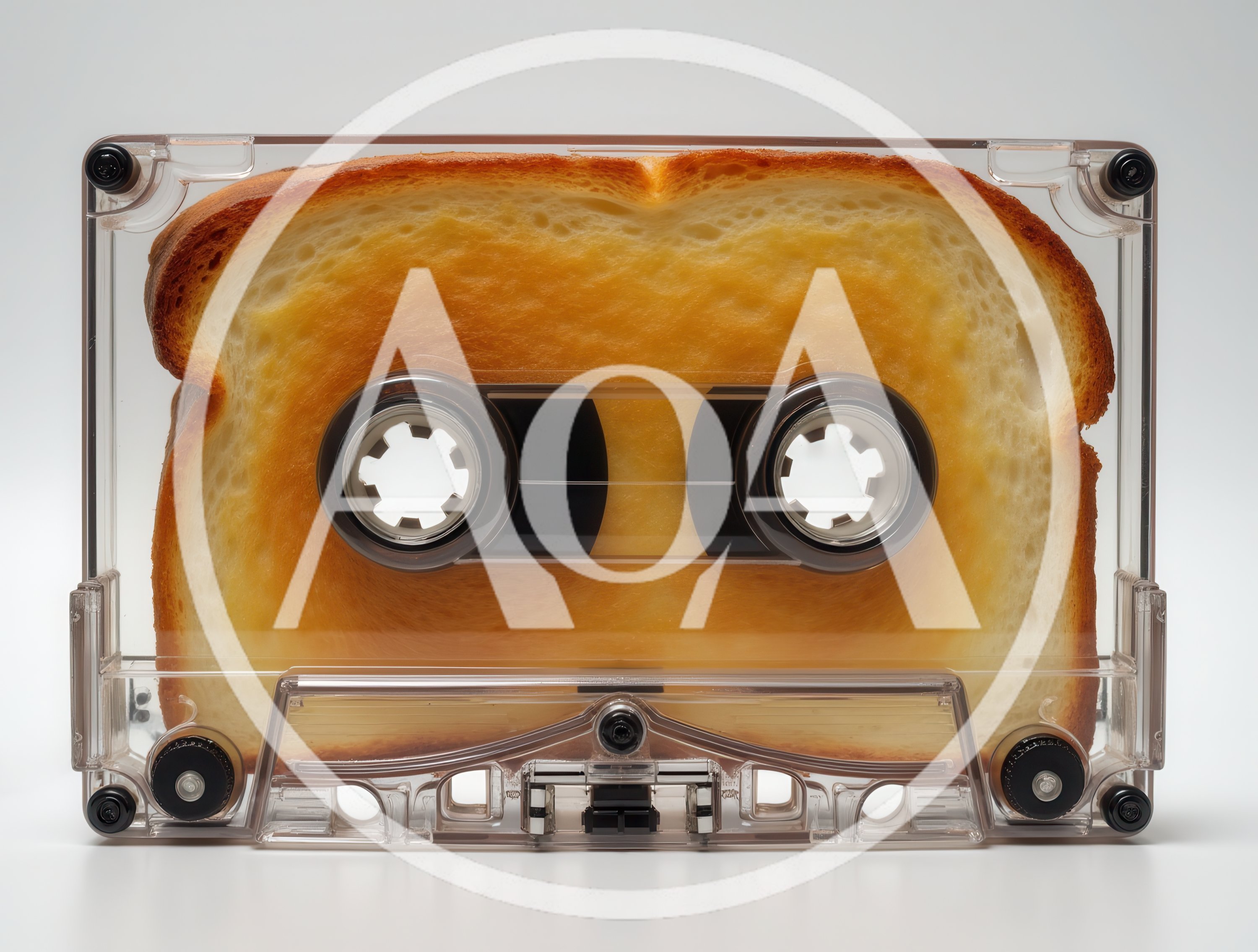 Transparent Cassette Tape Filled With A Slice Of Toast
