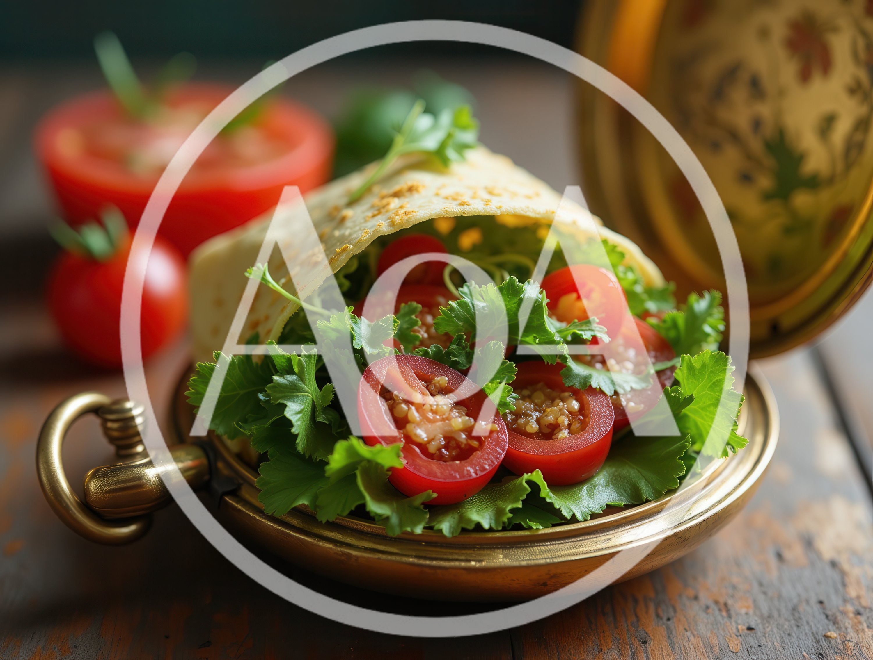 Fresh Salad Served Inside An Antique Brass Pocket Watch