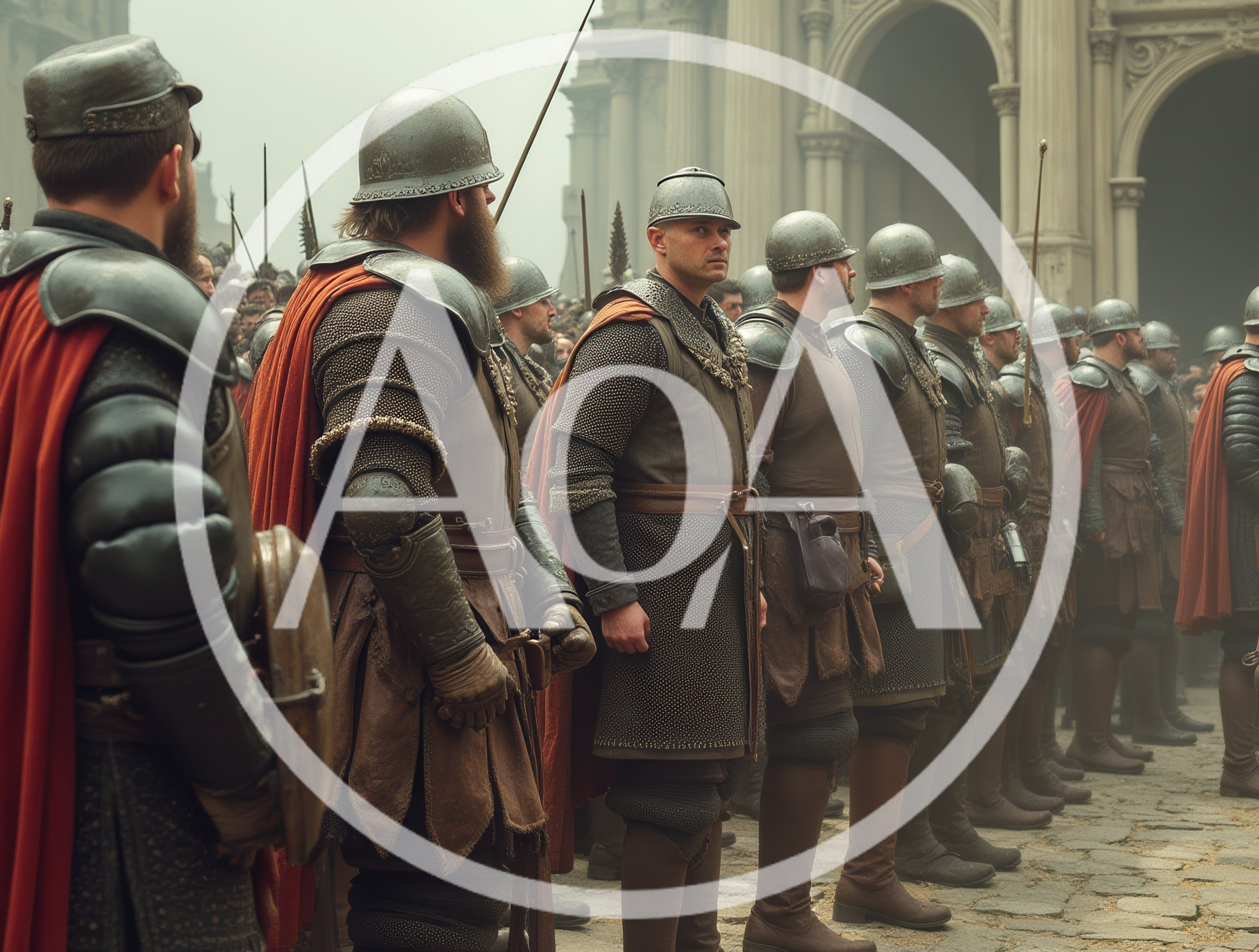 Medieval Soldiers Standing in Formation