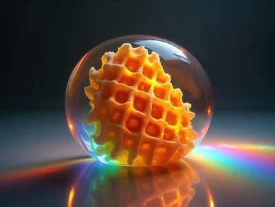Waffle Inside A Transparent Glass Sphere