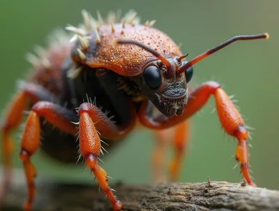 Macro Close Up Of A Spiky Orange Beetle