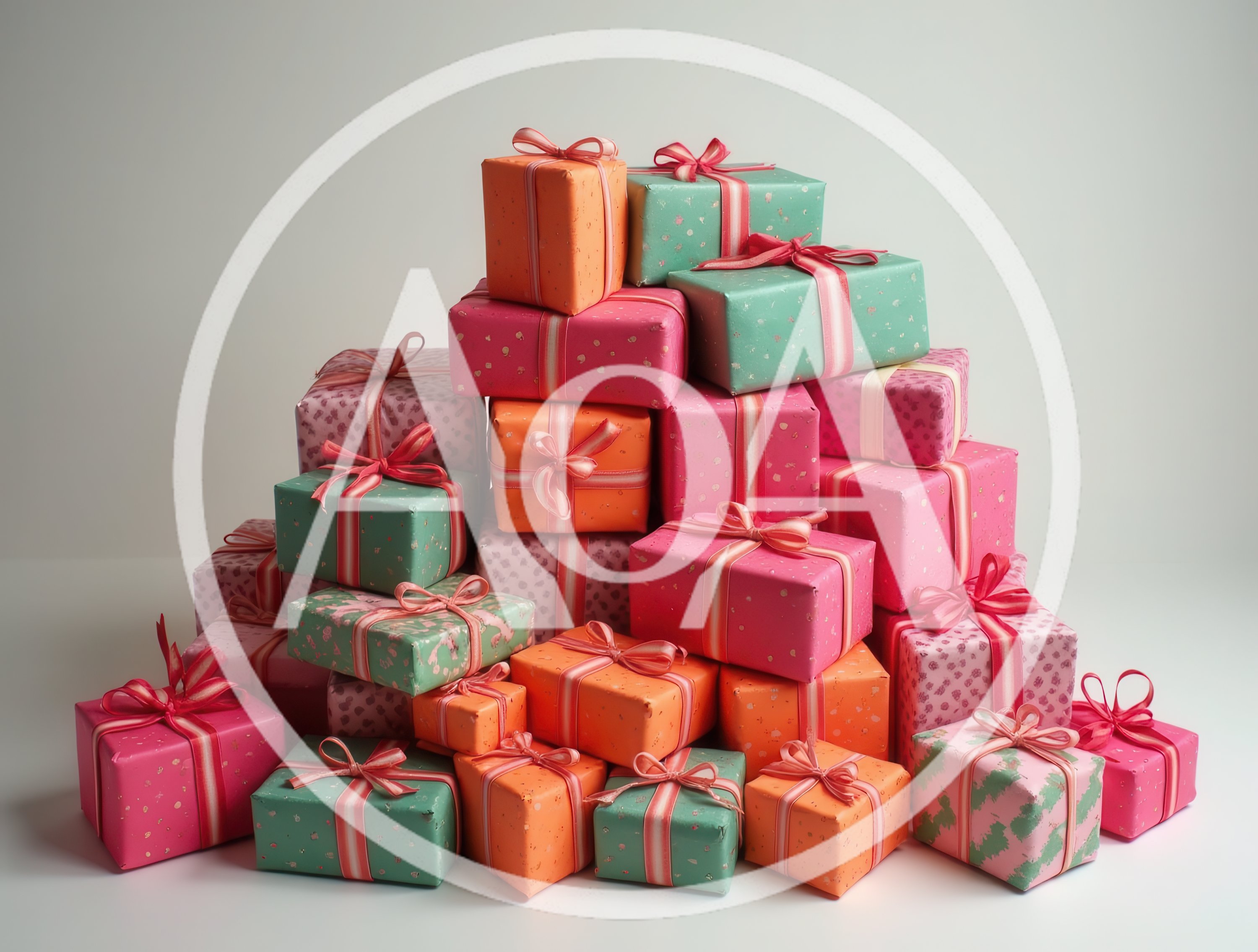 Stack of Colorful Wrapped Gift Boxes