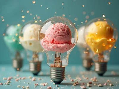 Ice Cream Scoops Inside Glass Light Bulbs