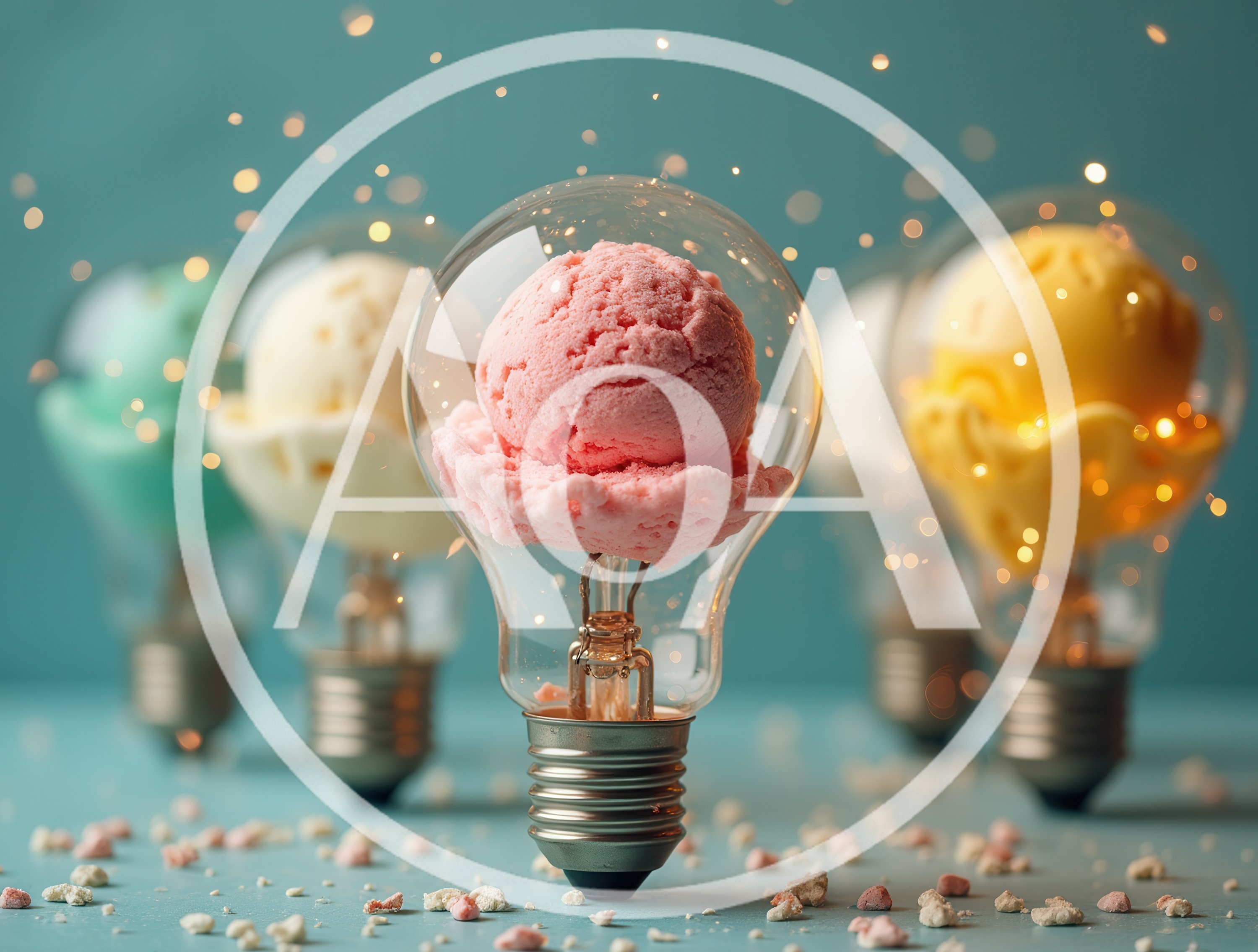 Ice Cream Scoops Inside Glass Light Bulbs