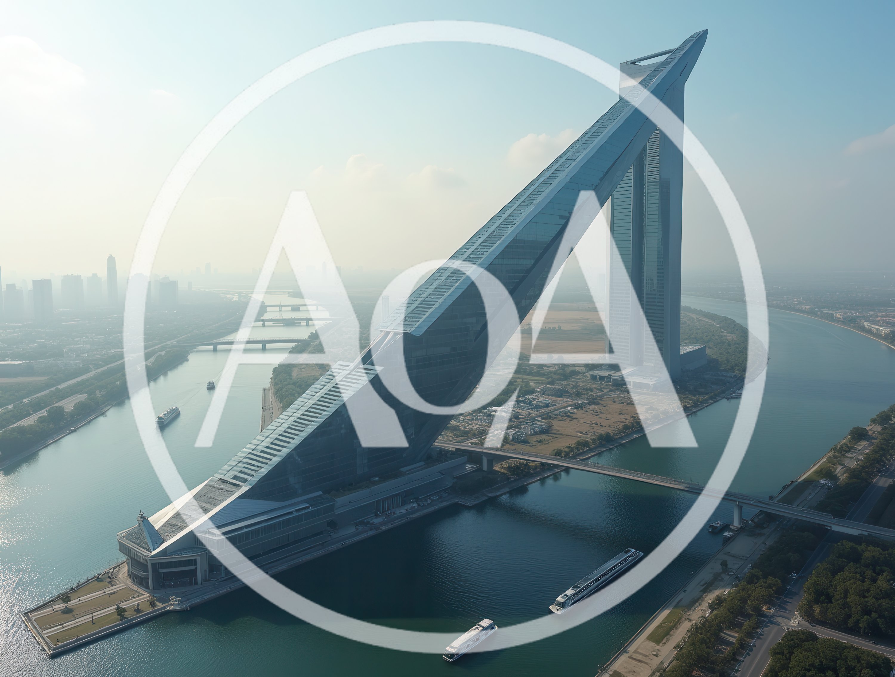 Futuristic Skyscraper Architecture Along A River