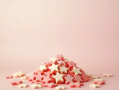 Pile Of Pink And Cream Star Shaped Sprinkles