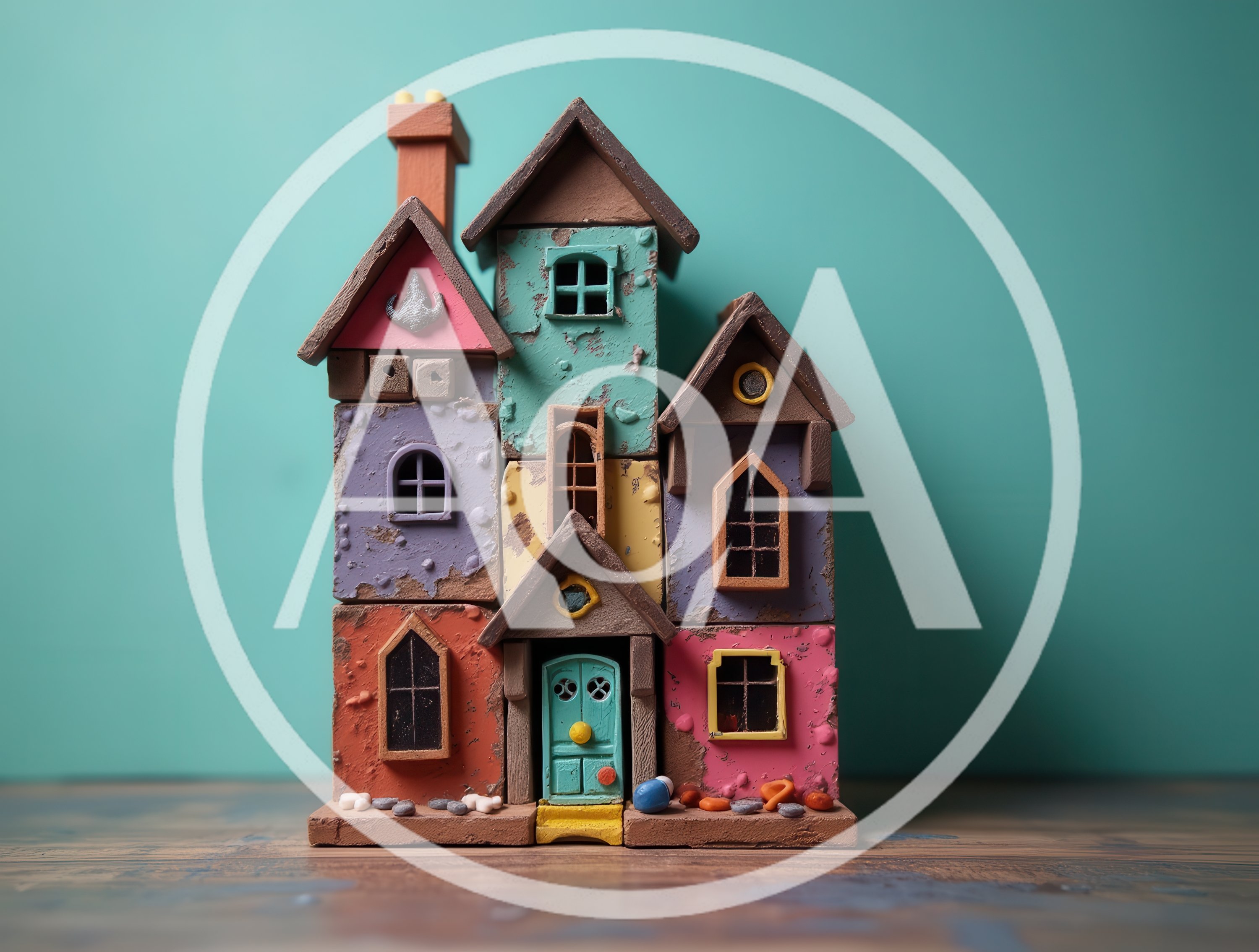 Whimsical Miniature Toy House On Wooden Surface
