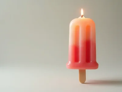 Lit Popsicle Shaped Candle On A Stick