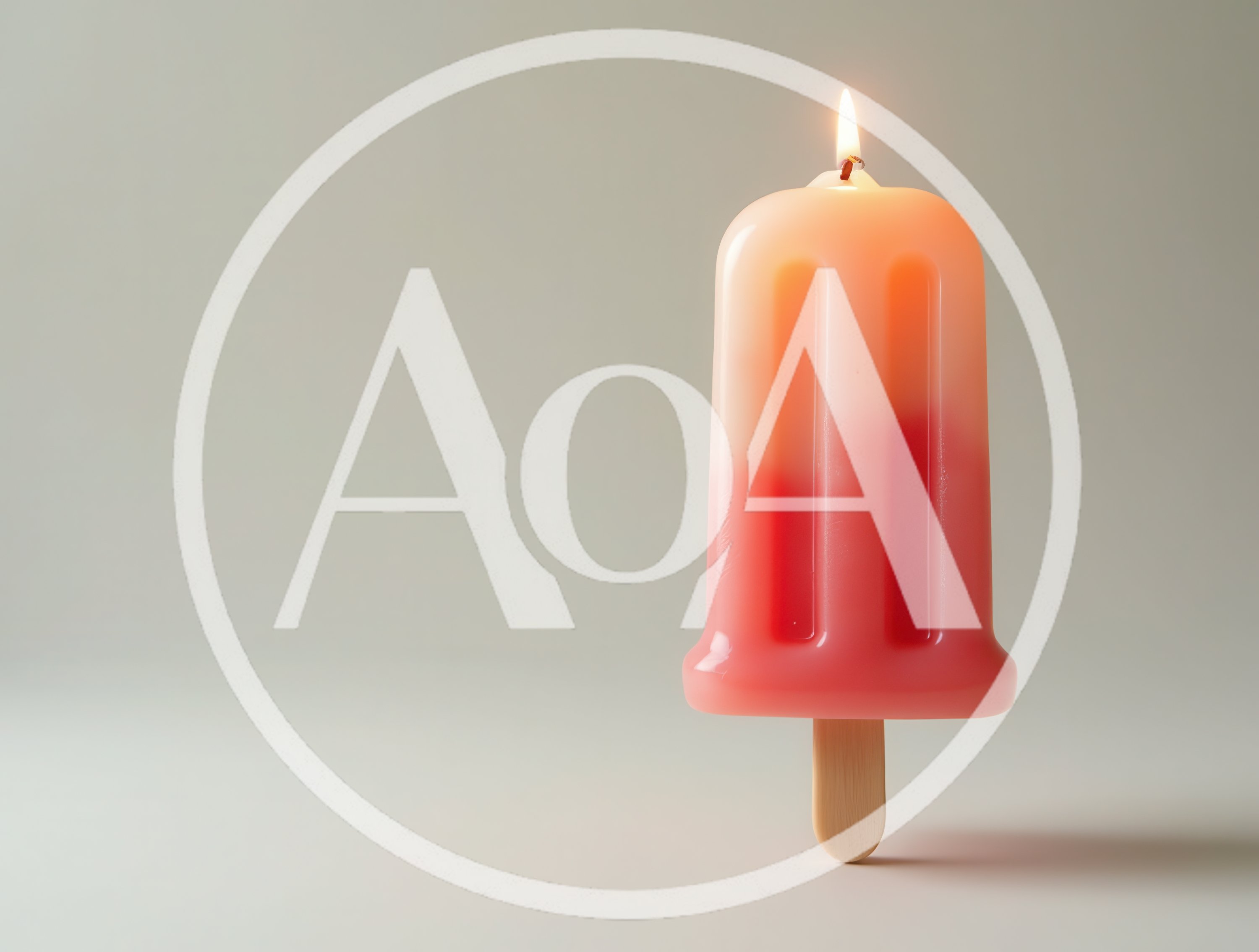 Lit Popsicle Shaped Candle On A Stick