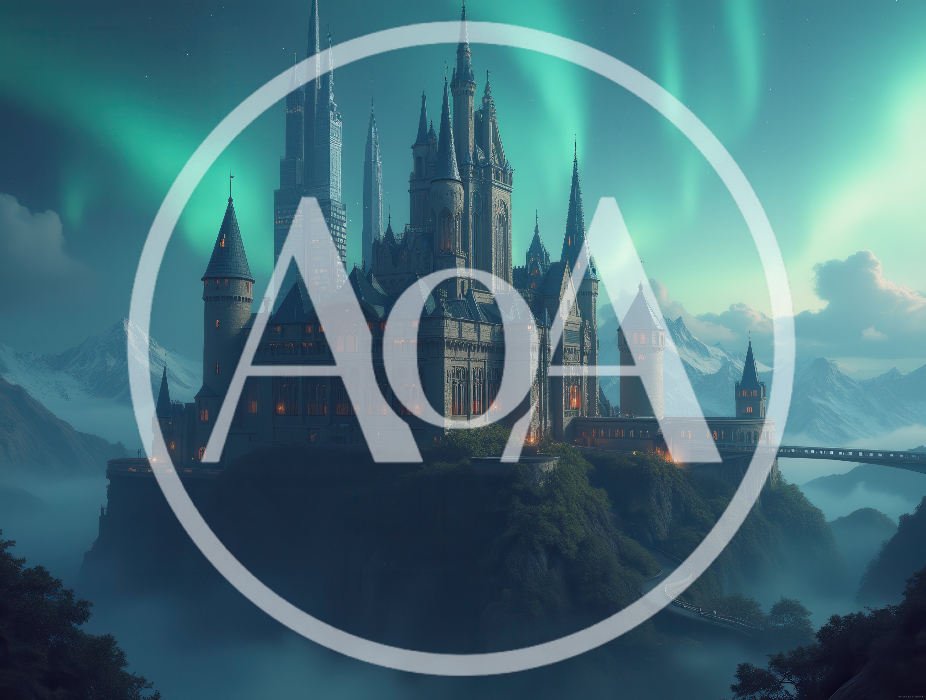 Majestic Gothic Castle Under Vibrant Northern Lights