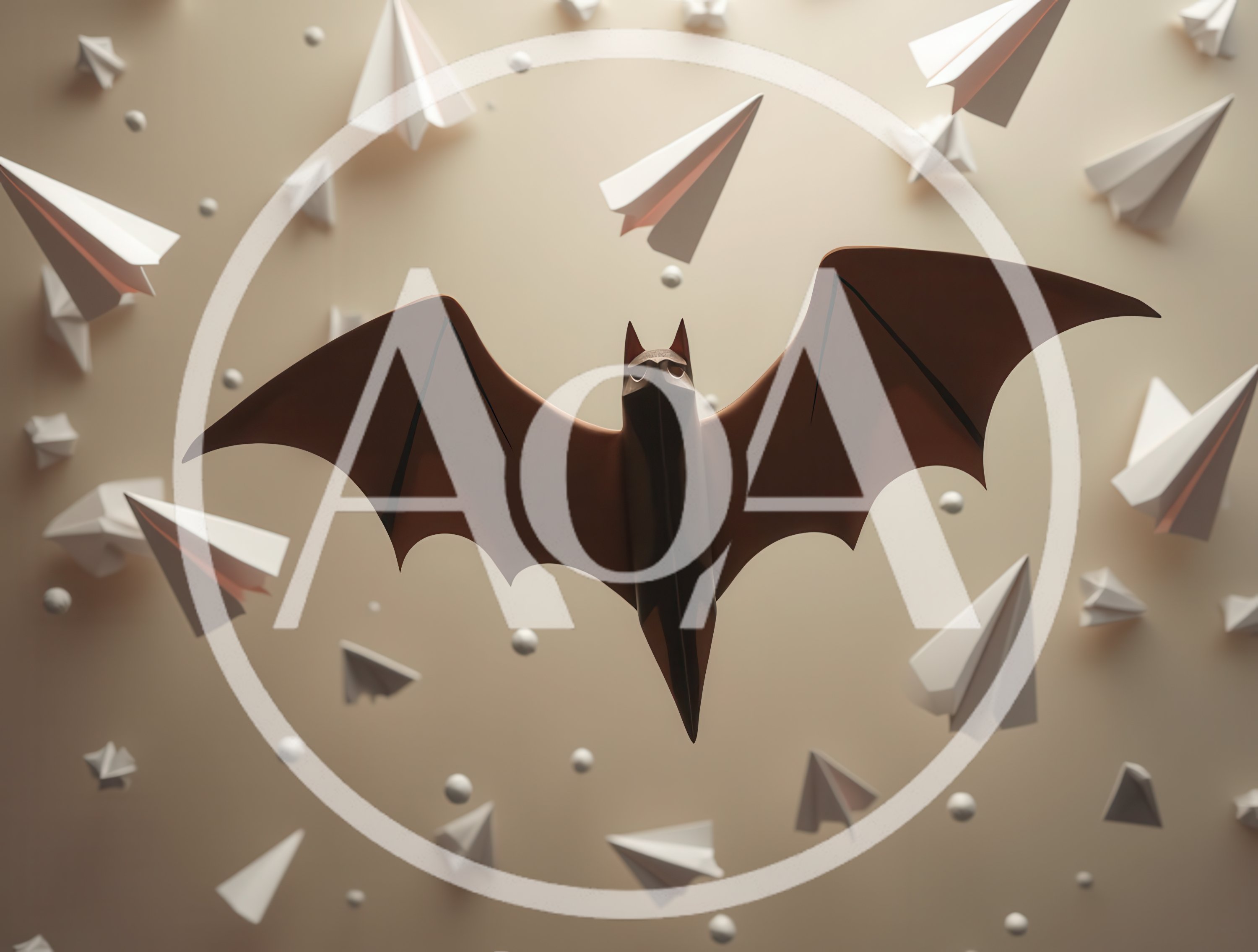 Origami Bat Flying Among Paper Airplanes