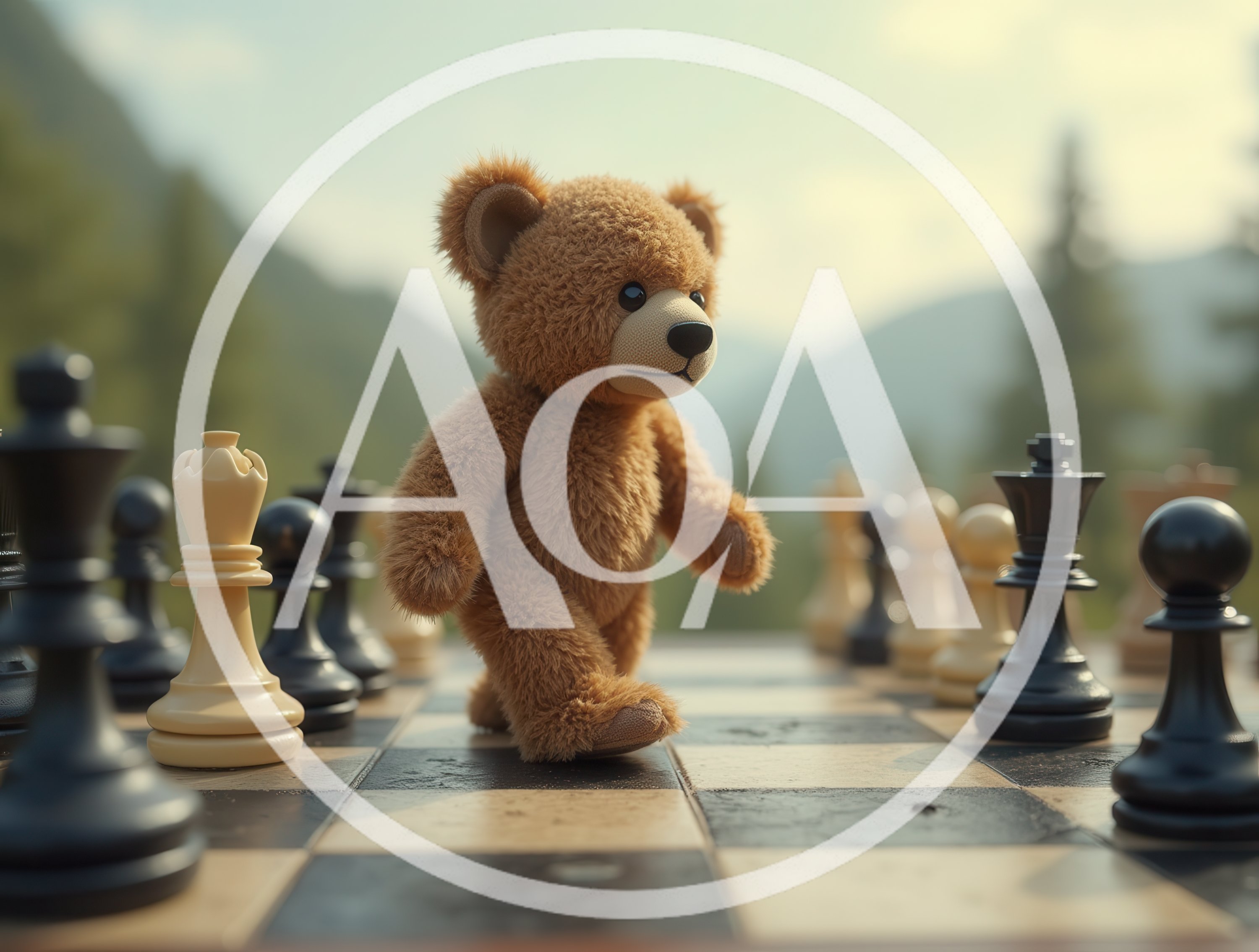 Teddy Bear Walking Across A Chessboard
