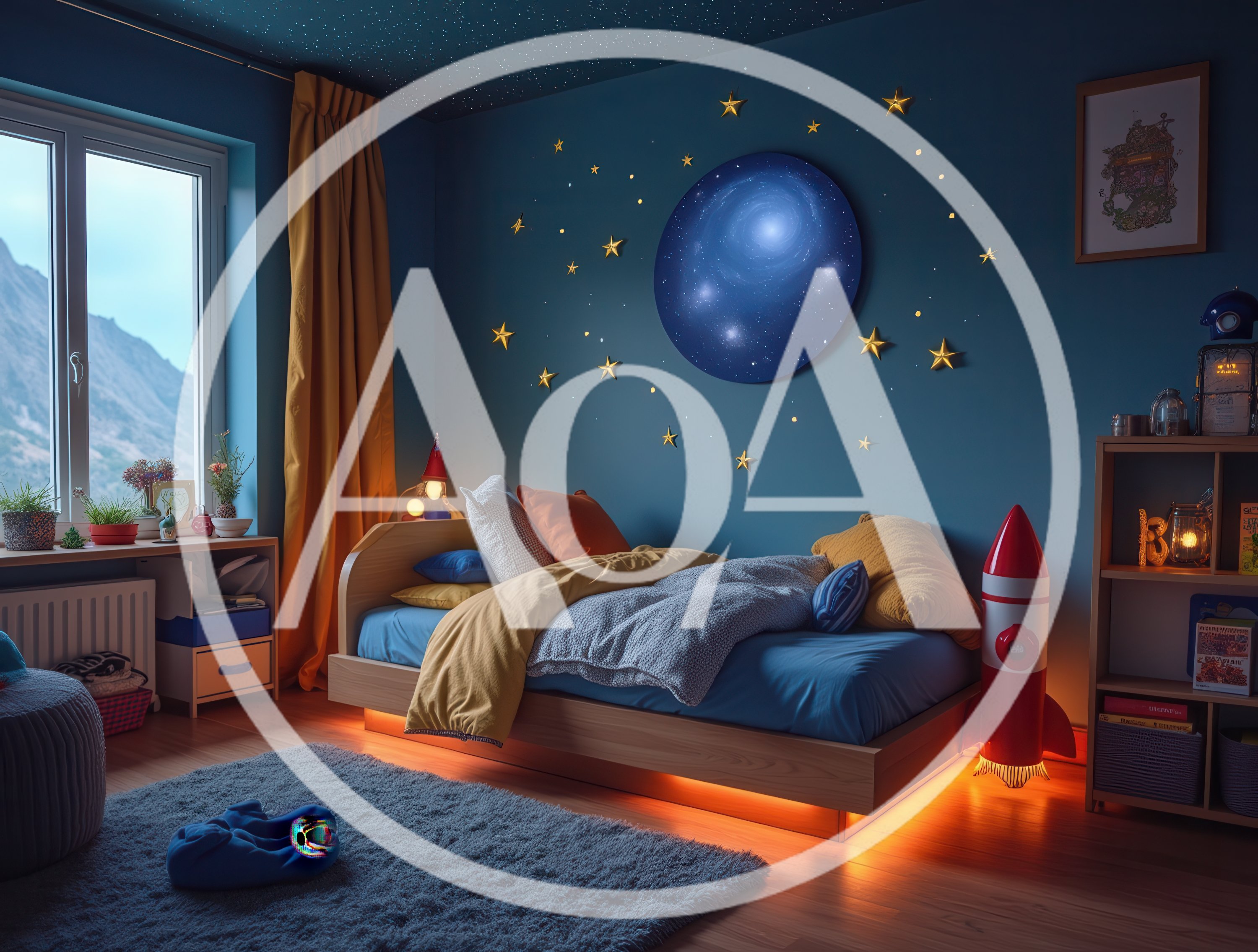 Cozy Children Bedroom With Space Themed Decor
