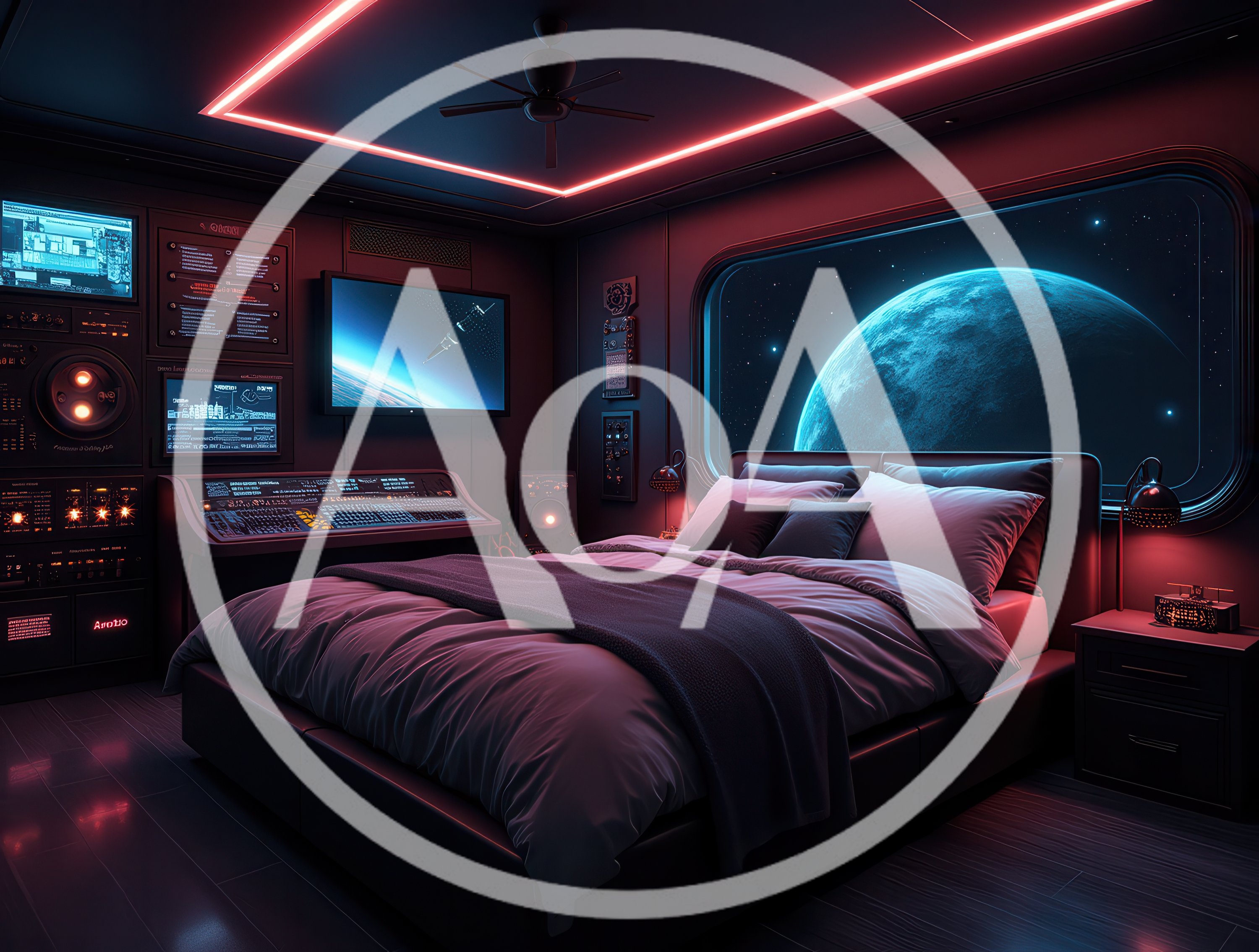 Futuristic Sci-Fi Bedroom With Space View