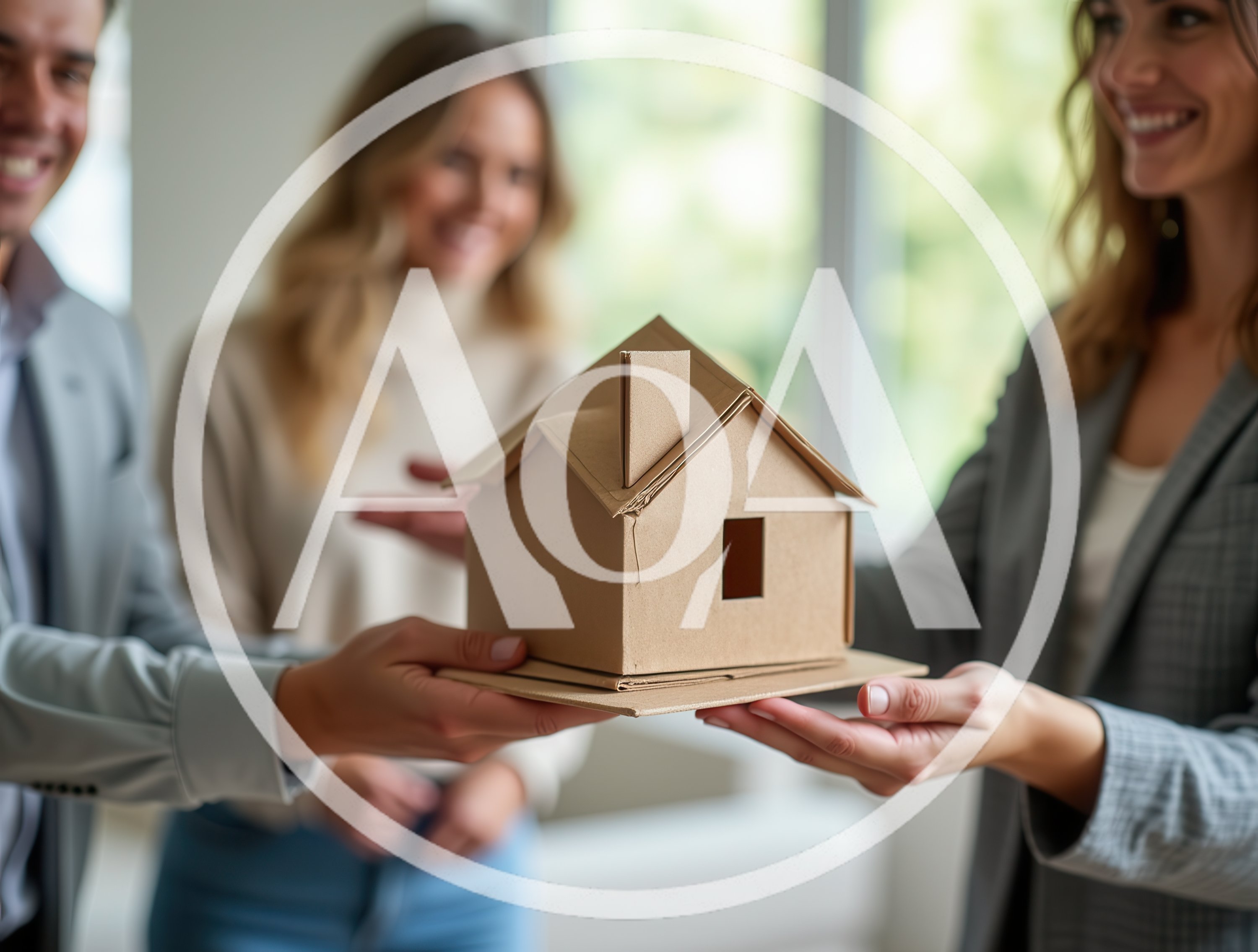 Real Estate Agent Handing Over Cardboard House Model