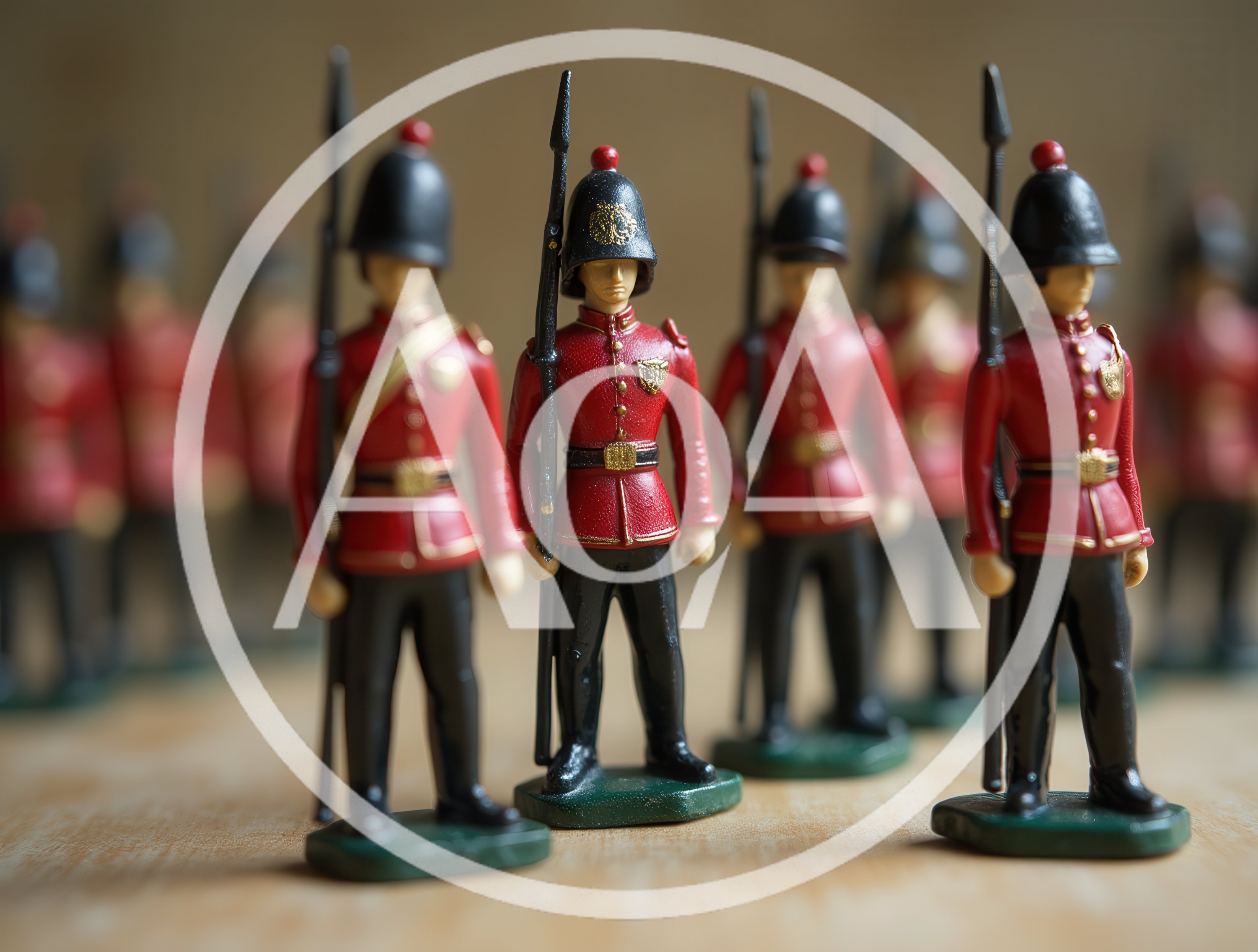 Miniature Toy Soldiers Standing In Formation