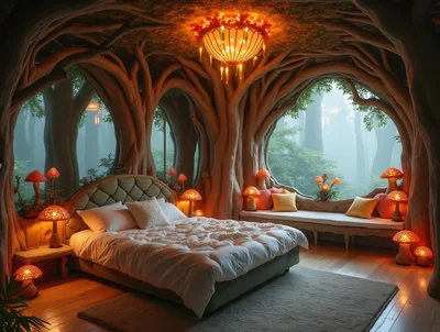 Whimsical Fantasy Bedroom Inside A Giant Tree