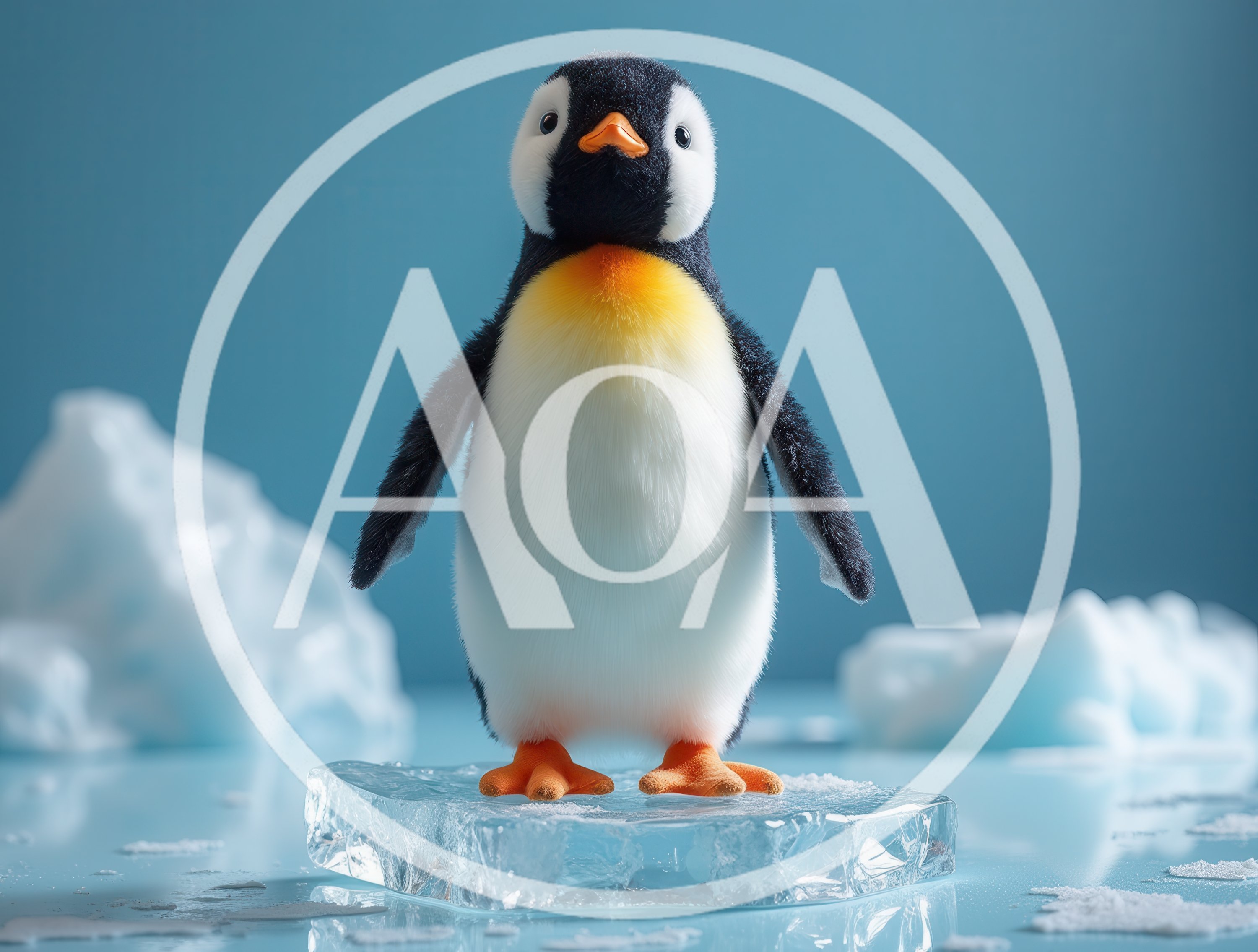 Cute Baby Emperor Penguin Standing On Ice Floe