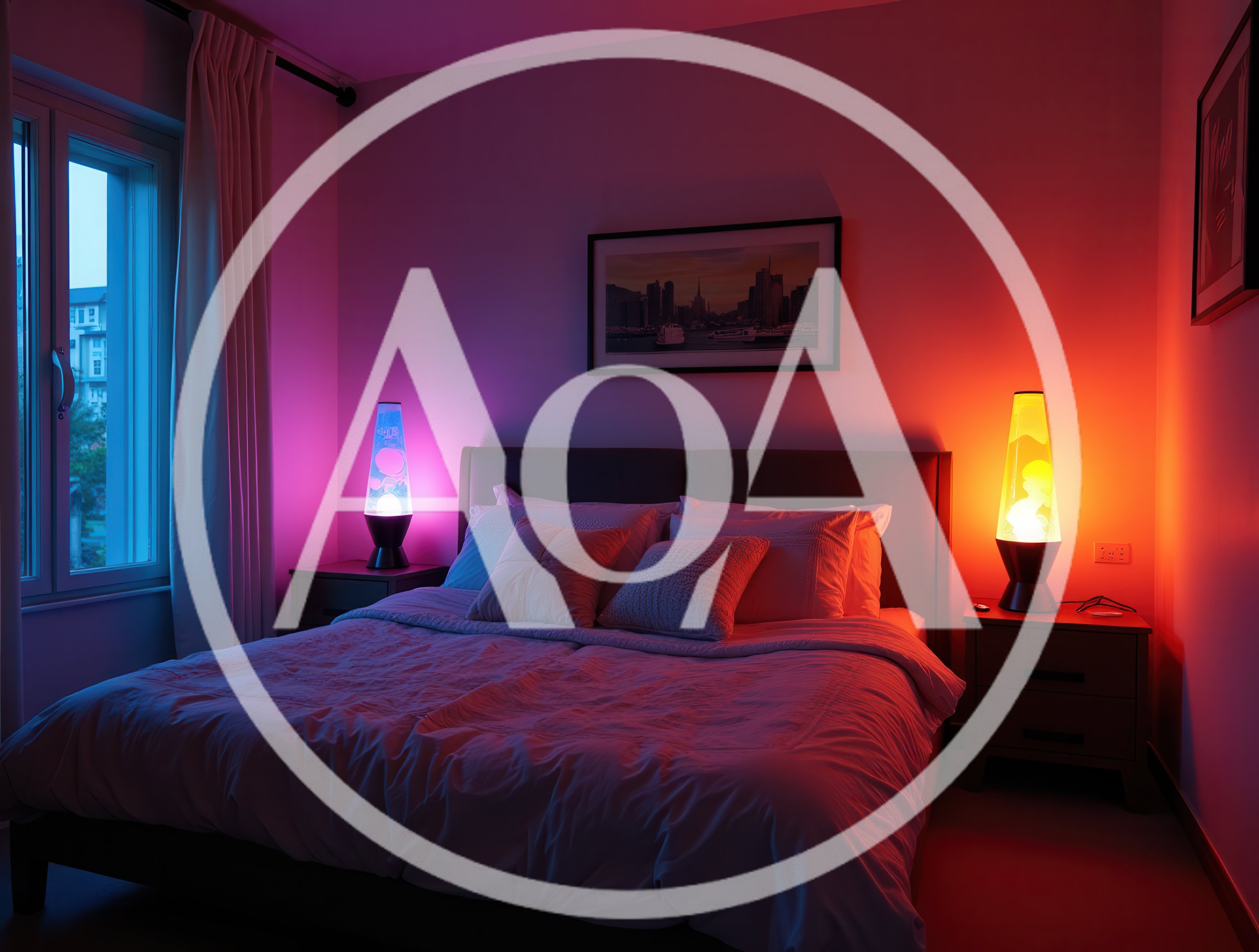 Modern Bedroom With Colorful Lava Lamps
