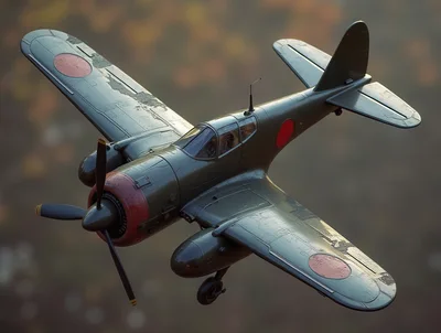 Vintage Japanese Fighter Aircraft In Flight