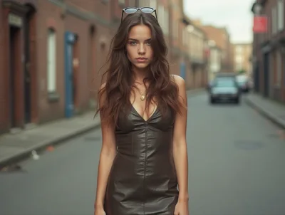 Young Woman Standing In A Quiet Urban Street