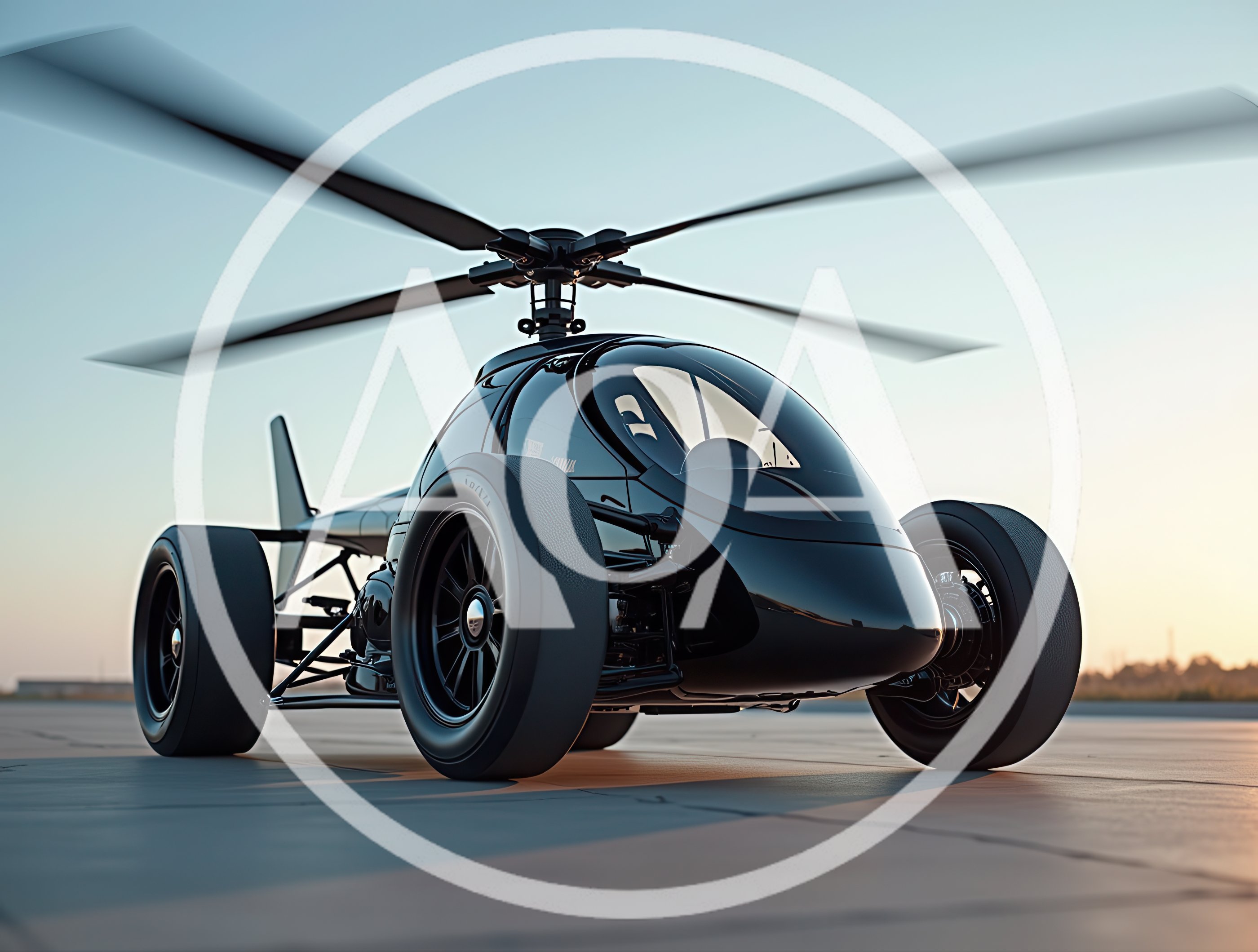 Futuristic Black Flying Car Concept Vehicle