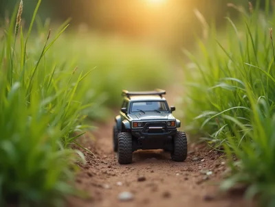 Remote Control Off-Road Vehicle Driving On Dirt Path