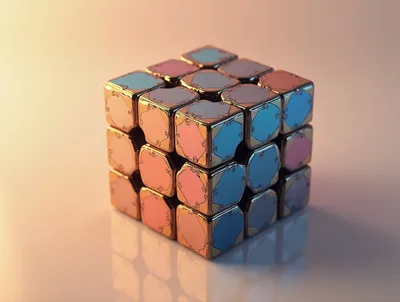 Metallic Rubik Cube With Reflective Surfaces