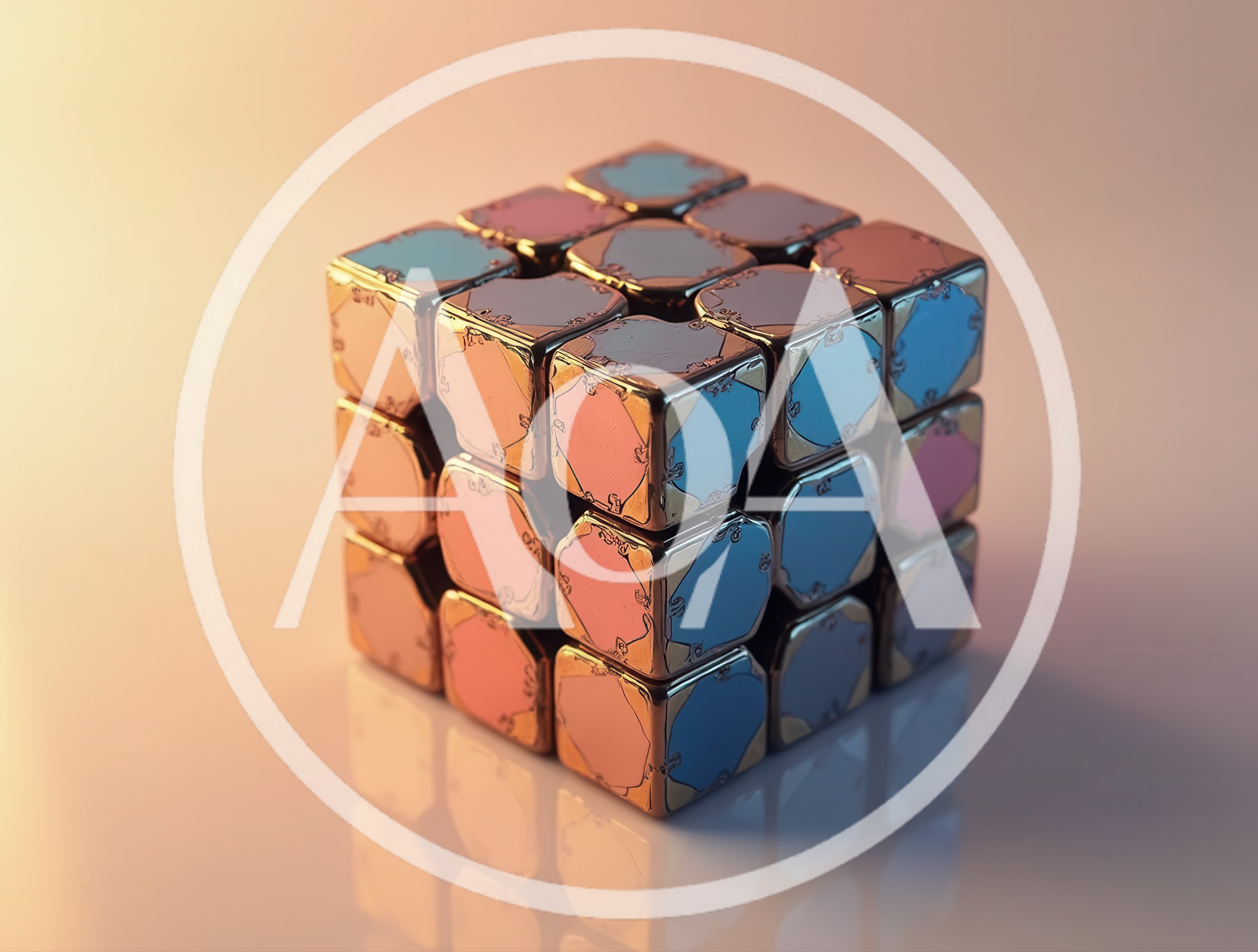 Metallic Rubik Cube With Reflective Surfaces