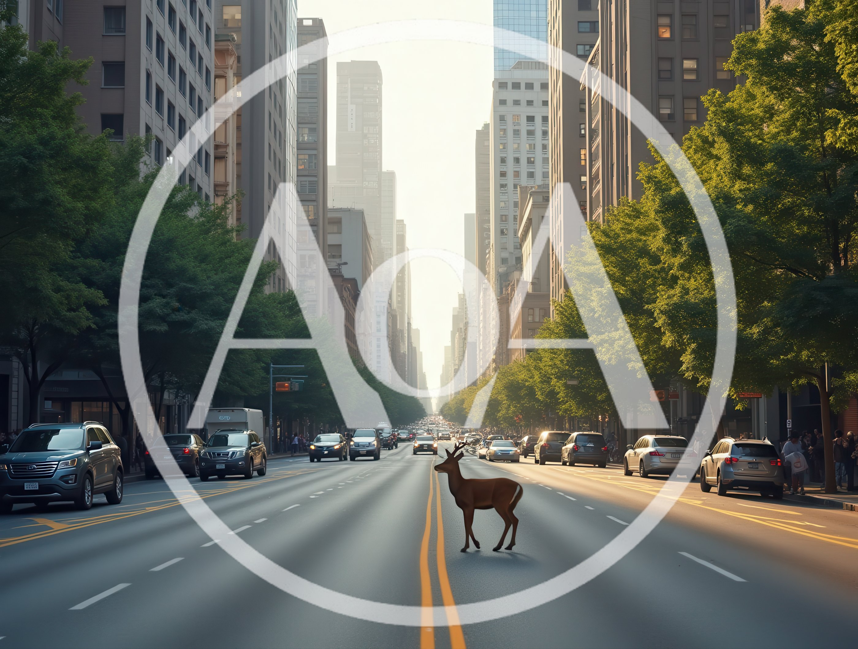 Deer Standing In The Middle Of A City Street