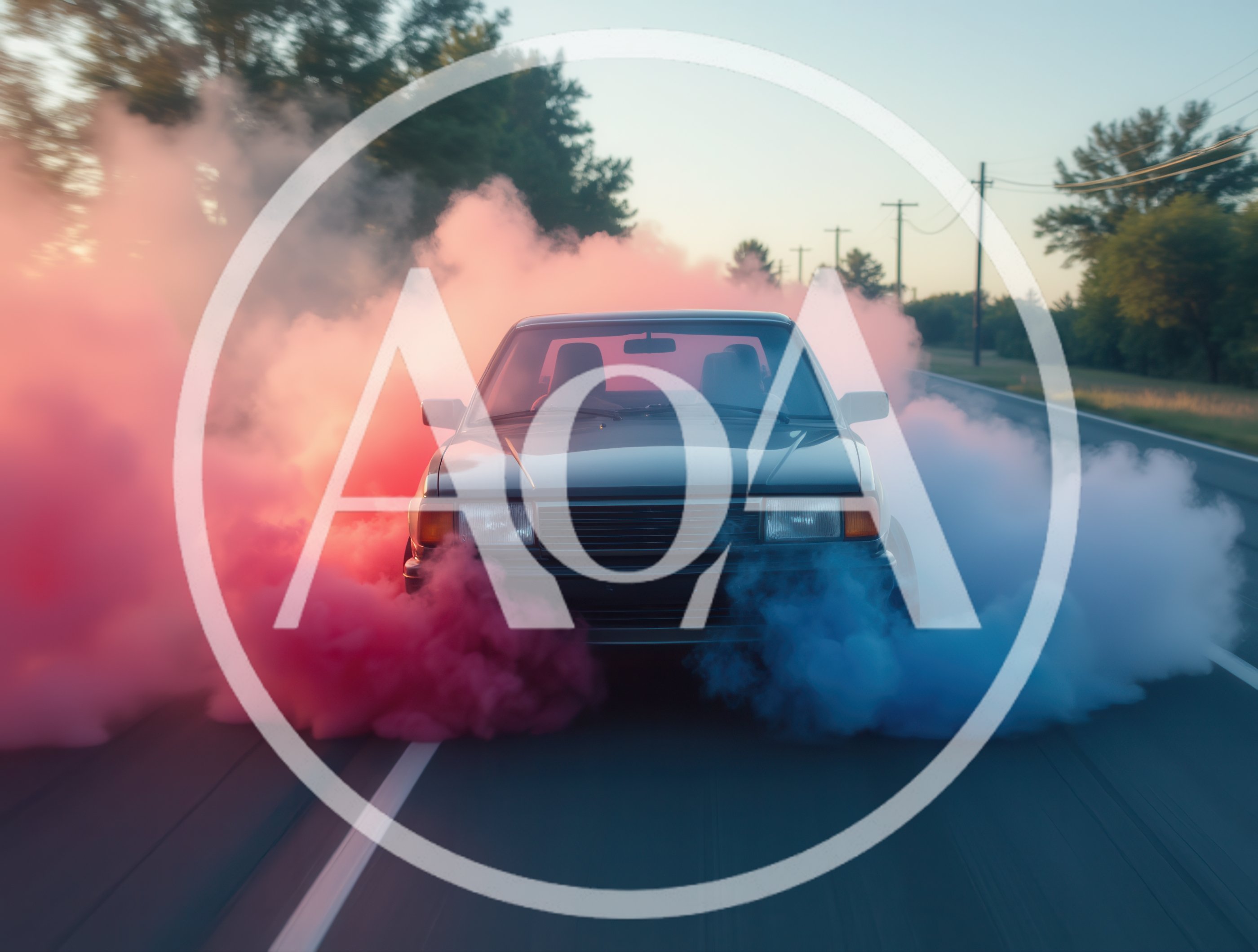 Classic Sedan Performing A Burnout With Colored Smoke