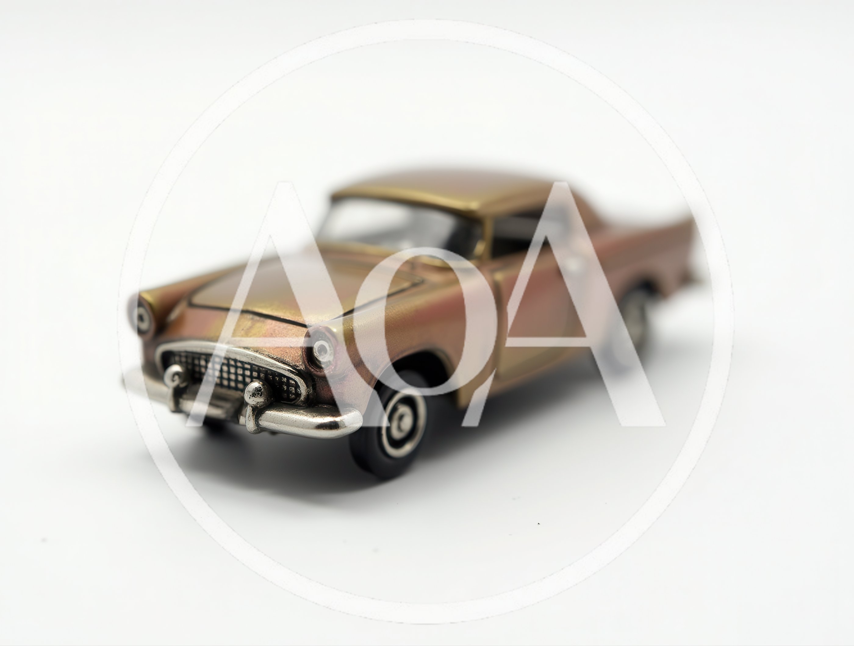 Vintage Bronze Toy Car On White Background