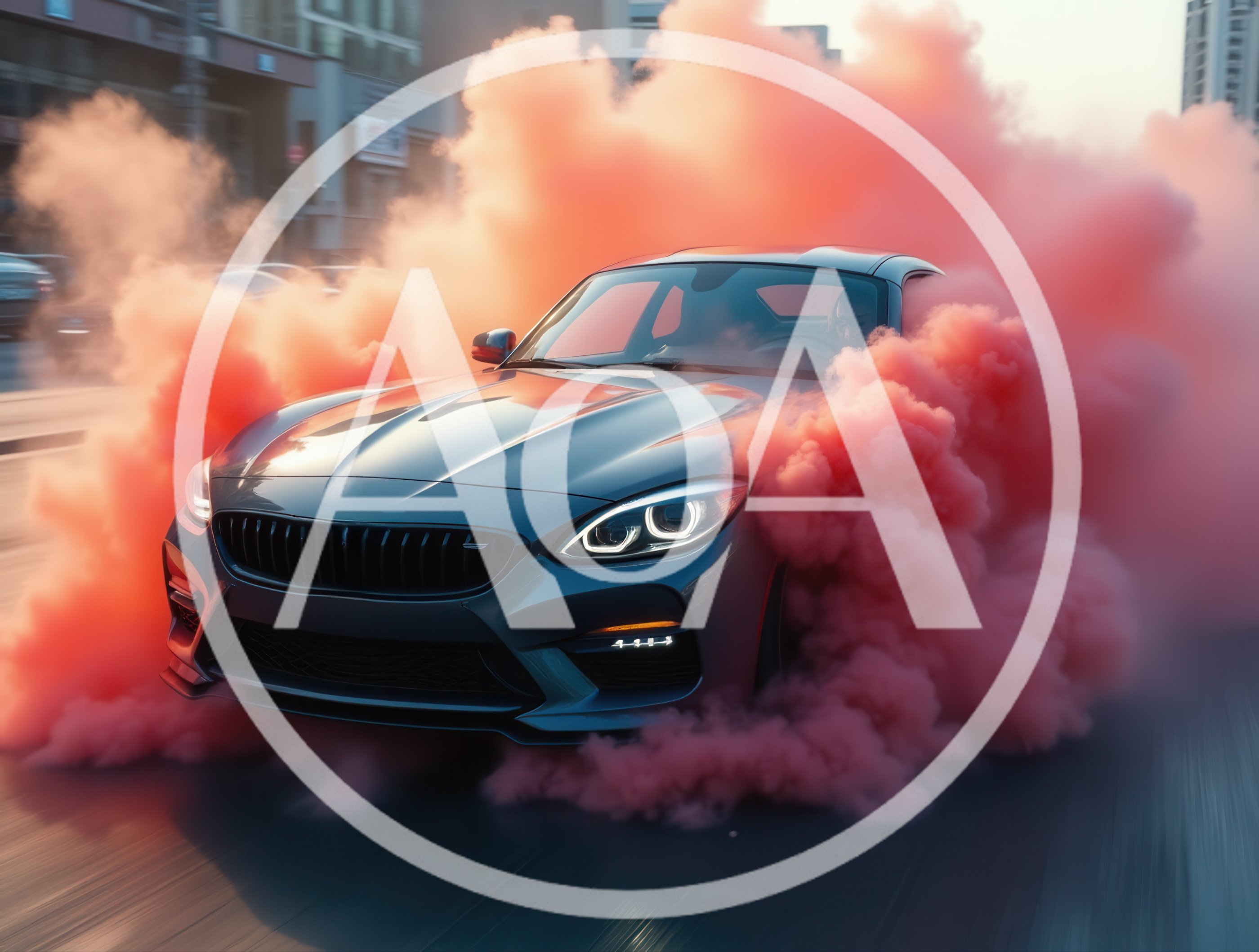 Grey Sports Car Drifting With Red Smoke