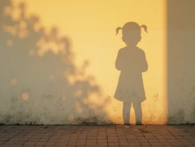 Shadow Of A Little Girl On A Wall