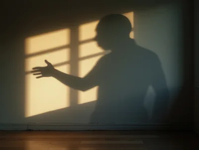 Shadow Of A Man Reaching Out On A Wall